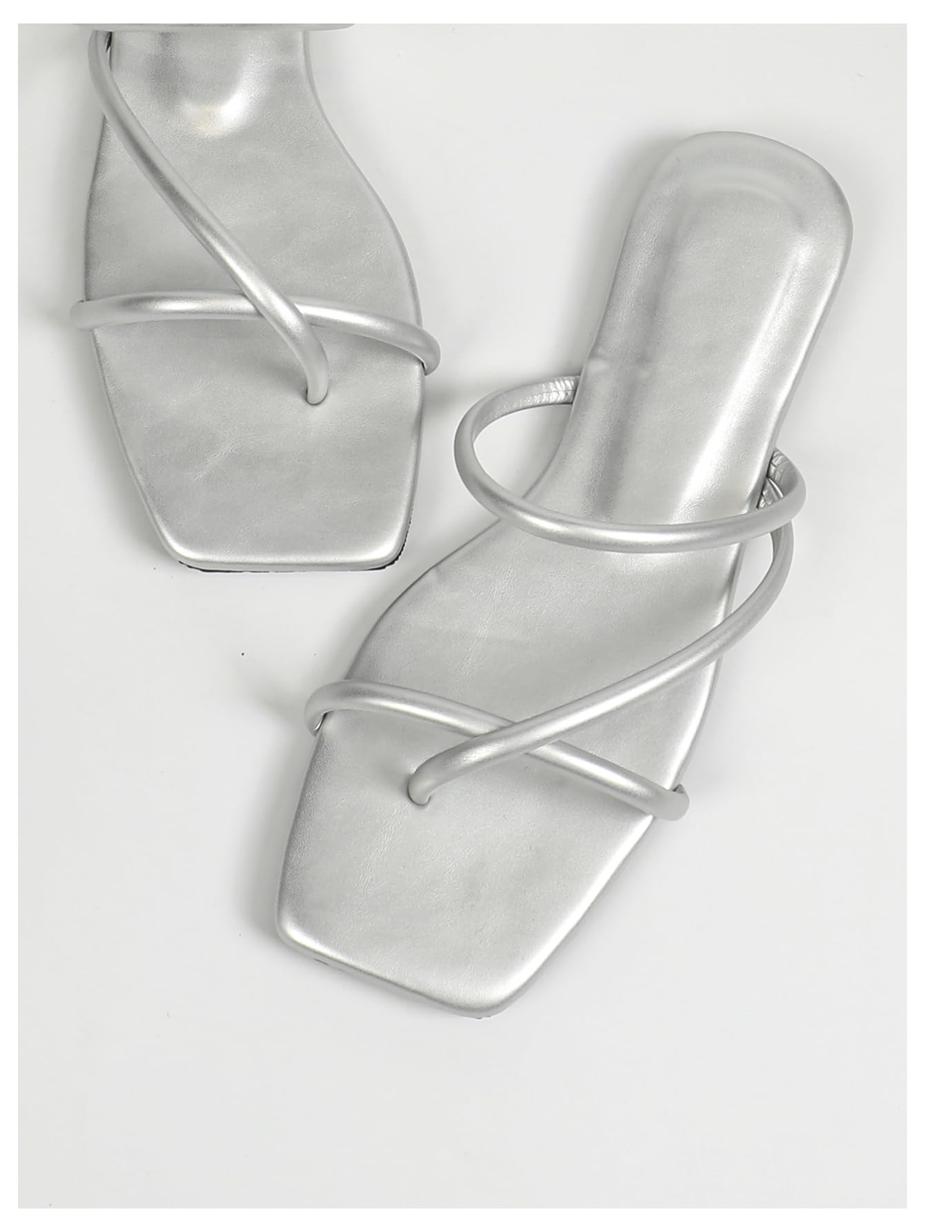 GORGLITTER Strappy Flat Slip-On Sandals for Women - Elegant Open Toe Slide Dressy Sandals with Rhinestones | Perfect for Weddings, Parties & Summer Outfits