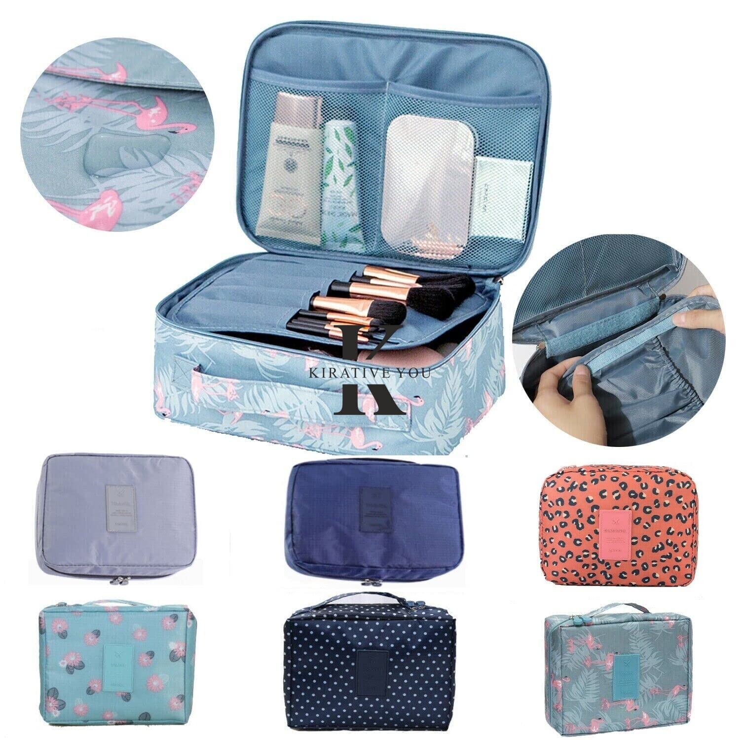 KIRATIVEYOU Waterproof Toiletry Bag for Women - Travel Makeup Pouch & Cosmetic Organizer Case - Shower Wash Bag for Gym, Camping, Business Trips (Multicolor)