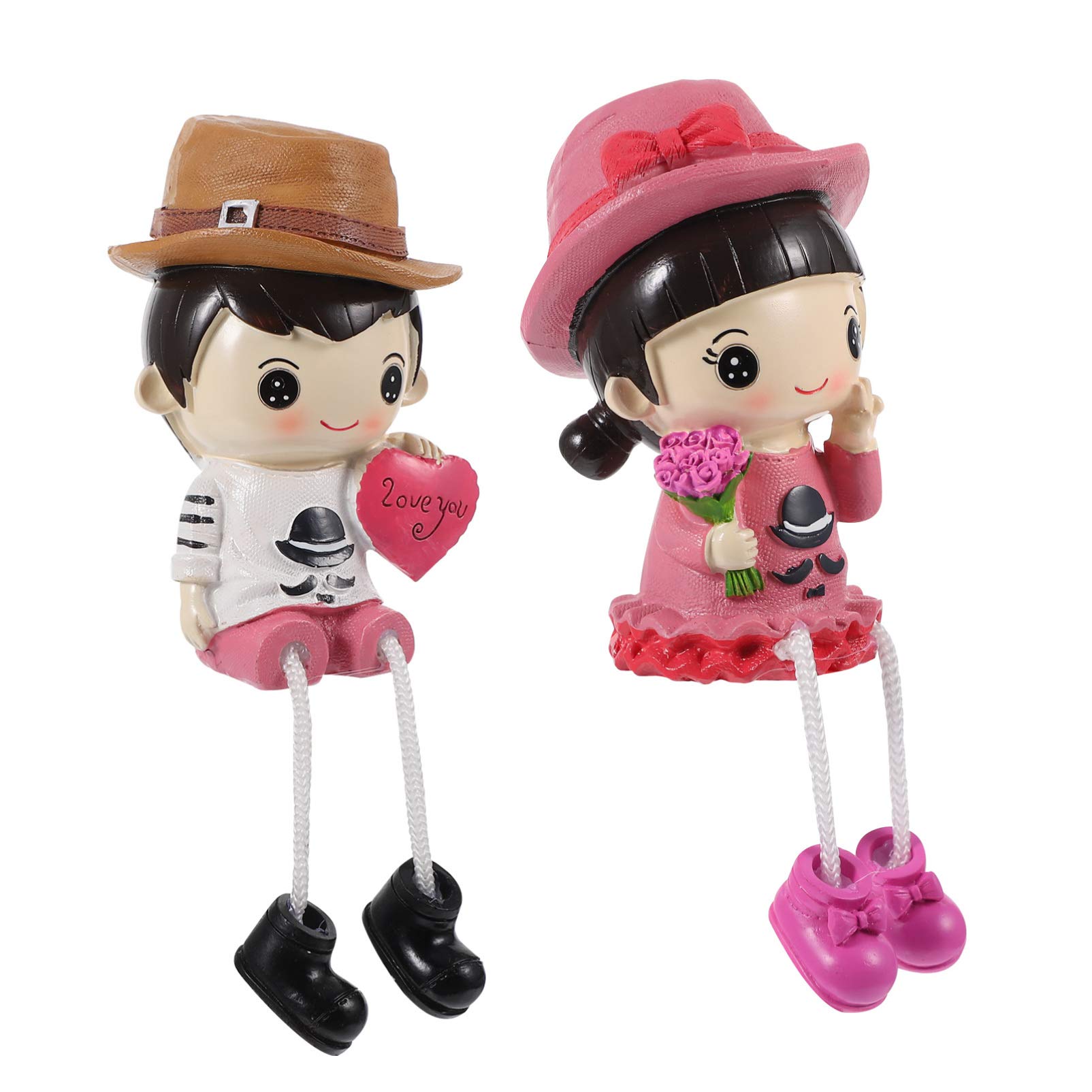 2Pcs Resin Sitting Boy Girl Doll Couples Ornament - Handcrafted Figurines for DIY Home, Office, Car, Wedding Decor | Perfect for Desktop, Shelf, and Gift Giving
