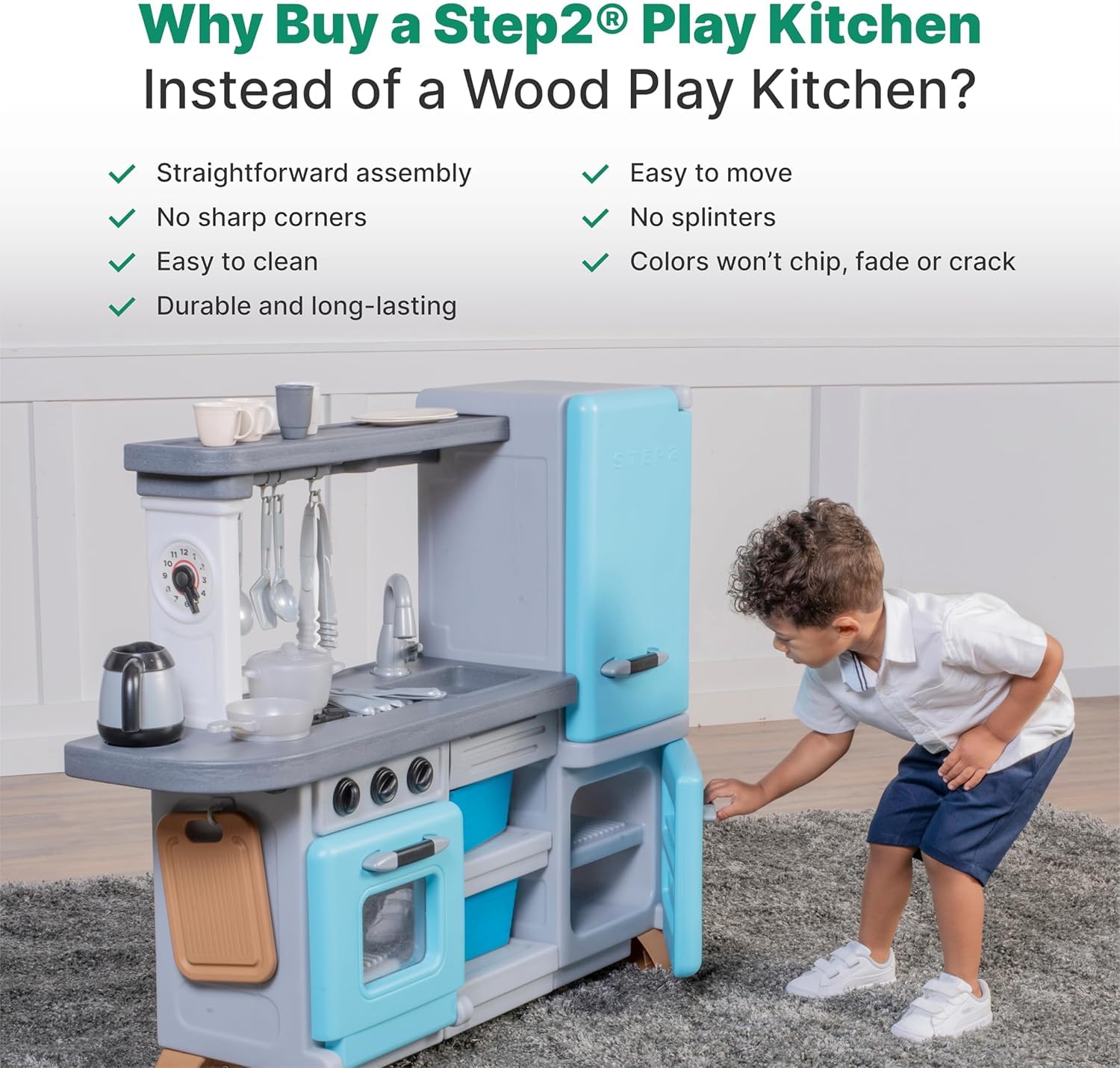 Step2 Cooking Time Kids Kitchen Playset - Durable Plastic Indoor/Outdoor Play Kitchen with Lights, Sounds & 23 Toy Accessories for Toddlers 2+ Years | Pretend Play, Role Playing, Birthday Gift for Boys & Girls