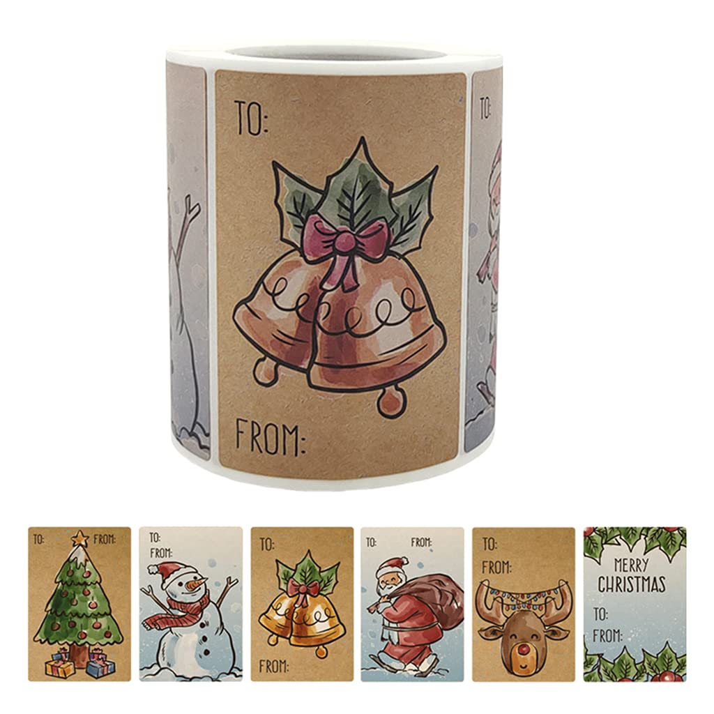250Pcs Christmas Stickers - Santa Pattern Kraft Paper Name Tags & Seal Labels for Holiday Gifts, Party Favors, and DIY Crafts