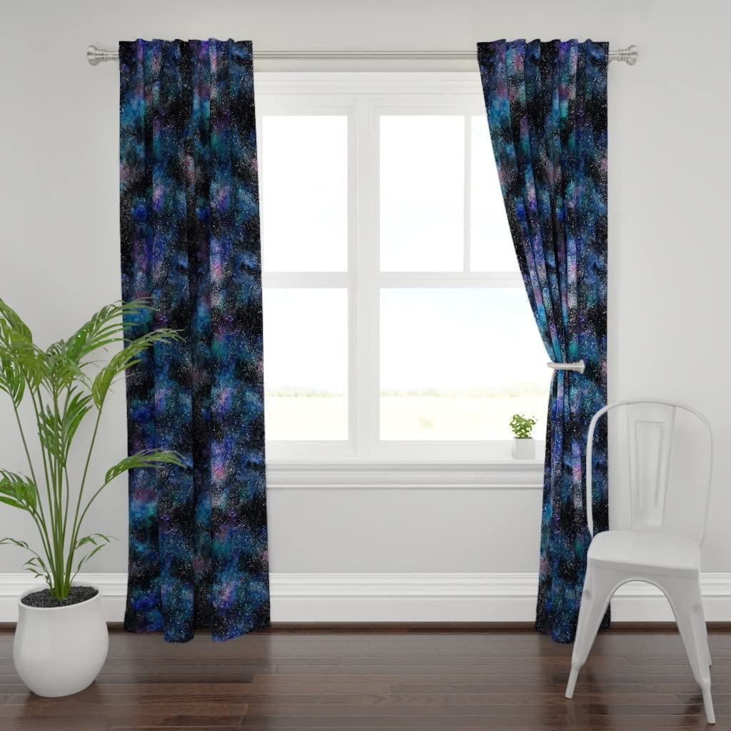 Galaxy Deep Space Stars Night Sky Watercolor Print Curtain Panel - 84