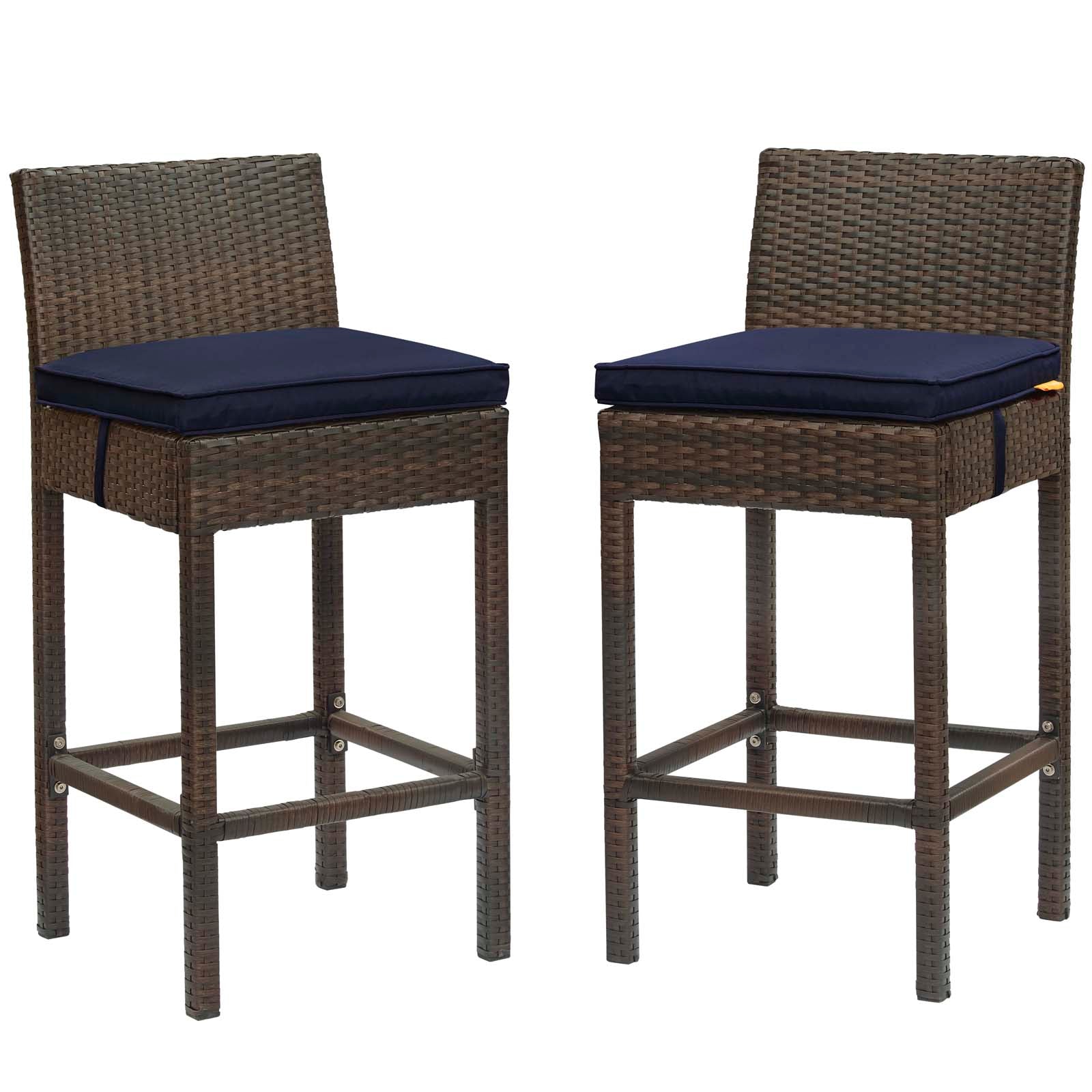 2-Piece Outdoor Wicker Rattan Bar Stool Set - Patio, Garden & Poolside Seating for Relaxing & Entertaining