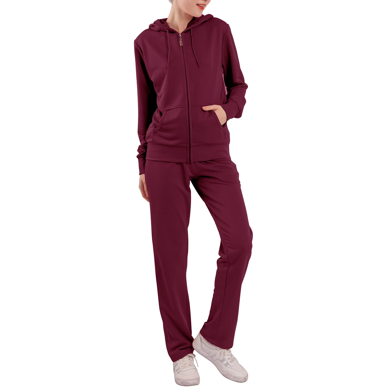 Women's 2-Piece Sweatsuit Set - Zip Hoodie & Jogger Pants for Running, Gym Workouts & Lounge Wear | Comfortable Athletic Tracksuit for Training & Casual Outfits