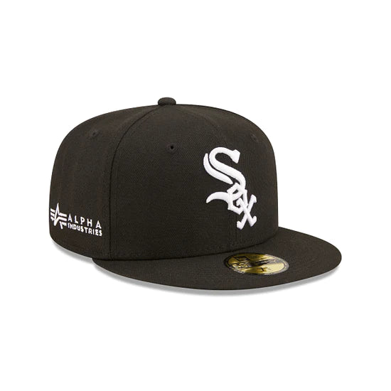 Chicago White Sox Alpha Industry Black 59FIFTY Fitted Hat for Men - Official MLB Baseball Cap for Games, Streetwear & Sports Fashion