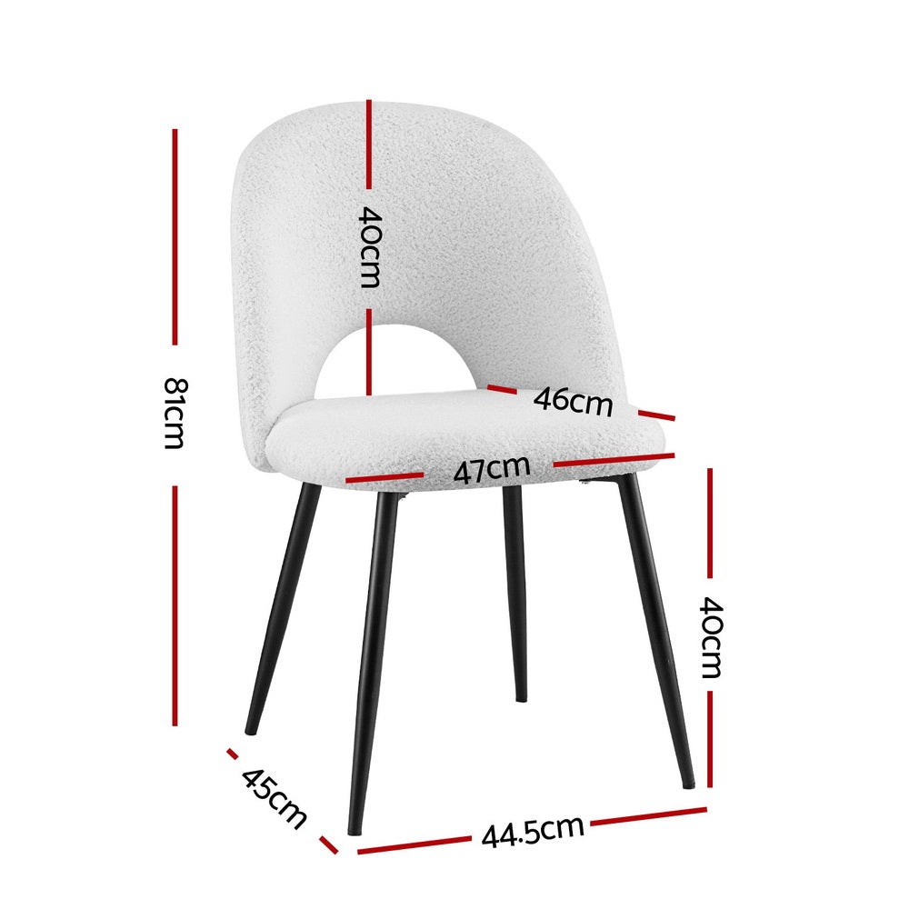 Artiss Dining Chairs Set of 2 - Modern Boucle Upholstered Sherpa Accent Chairs for Kitchen, Dining Room, or Breakfast Nook - Comfortable and Stylish Seating Solution