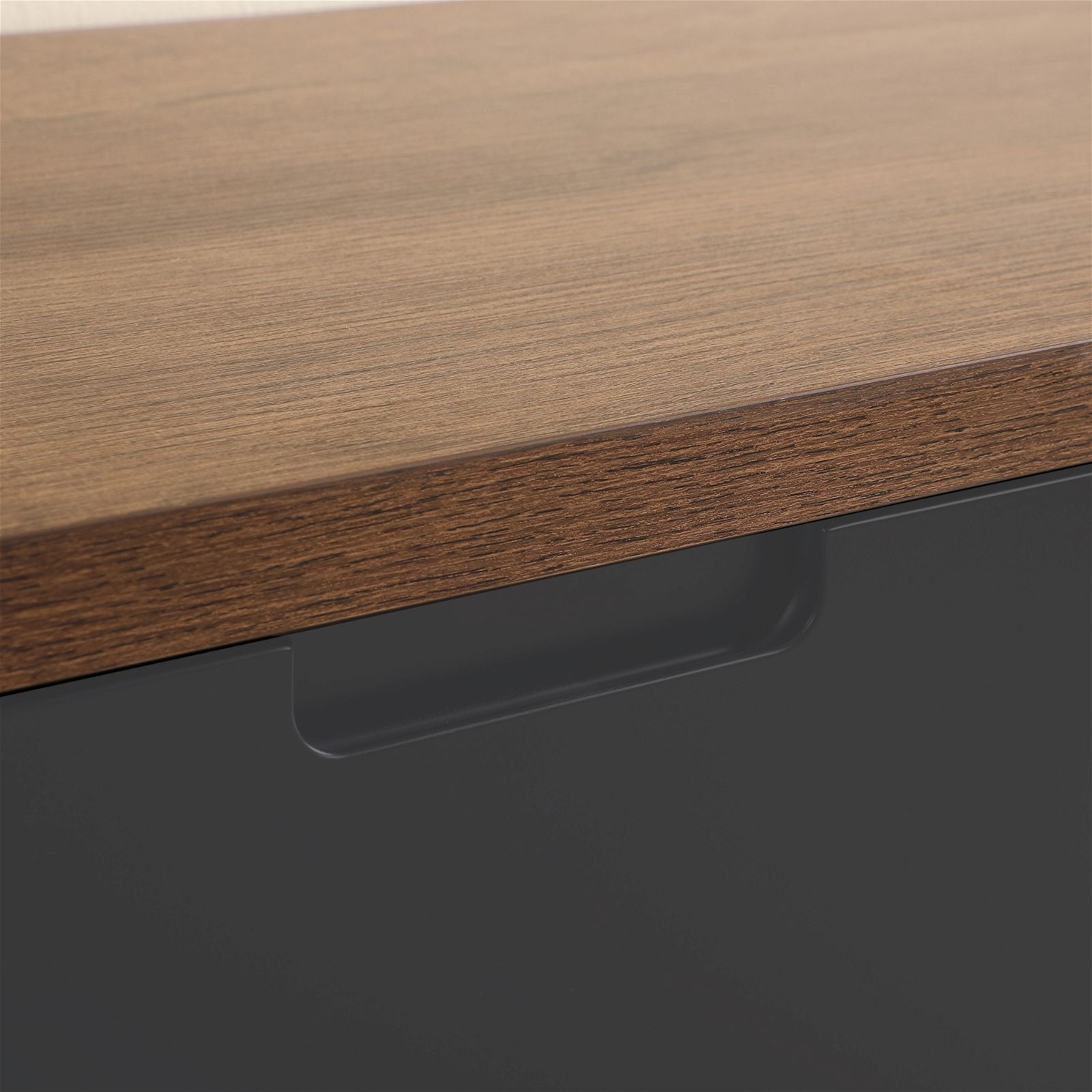 Criterion 2000mm Dark Oak Wall Mount TV Stand with Grey Drawers - Modern Entertainment Center for Living Room & Home Theater Setup