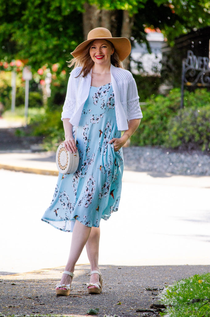 Bristol Dress - Oiseau Print Linen Bamboo Blend - Perfect for Summer Outings & Casual Wear