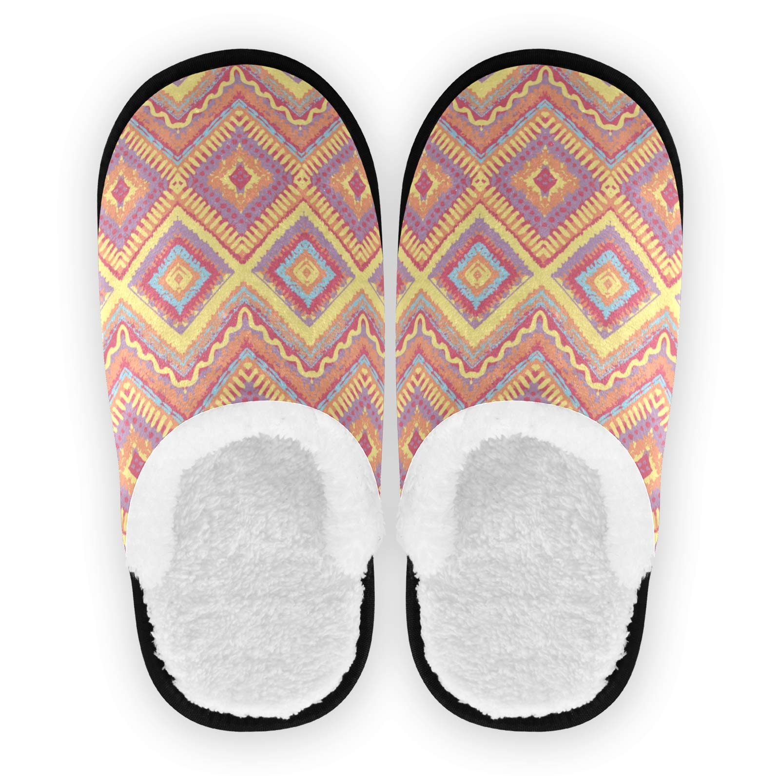 Non-Slip Chevron Pattern Slippers for Men & Women - Bright Color Zig Zag Design, Comfortable Indoor/Outdoor House Shoes for Home, Hotel, Spa, Travel & Bedroom Use