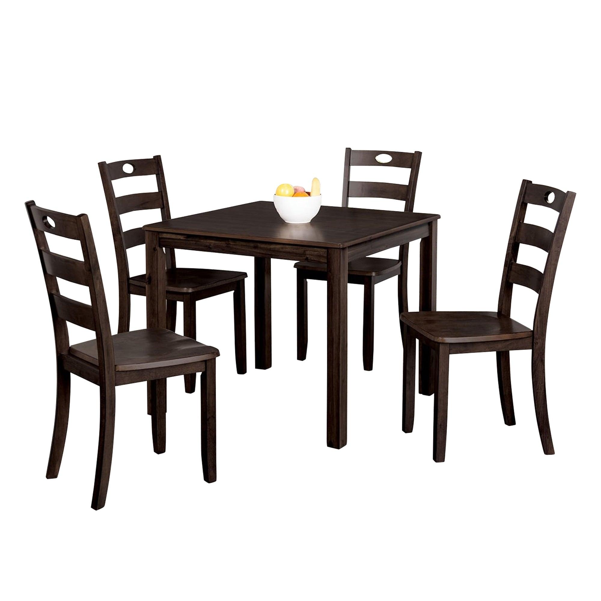 30H Solid Rubberwood 5-Piece Dining Table Set with Slat Back Chairs - Modern Kitchen & Dining Room Furniture for Family Gatherings