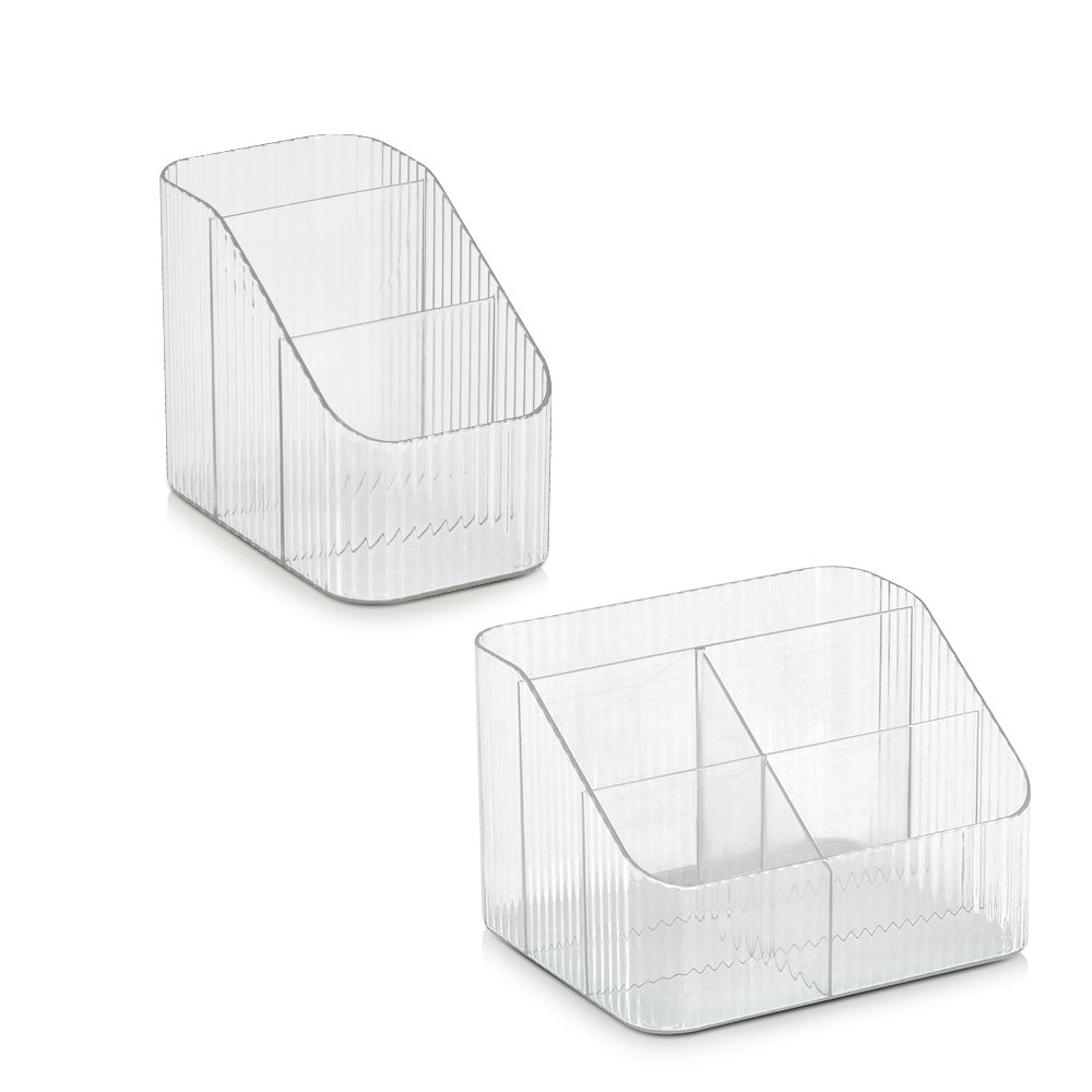 Clear 3-Compartment Organizer for Makeup, Jewelry & Office Supplies - Perfect for Vanity, Travel & Home Organization