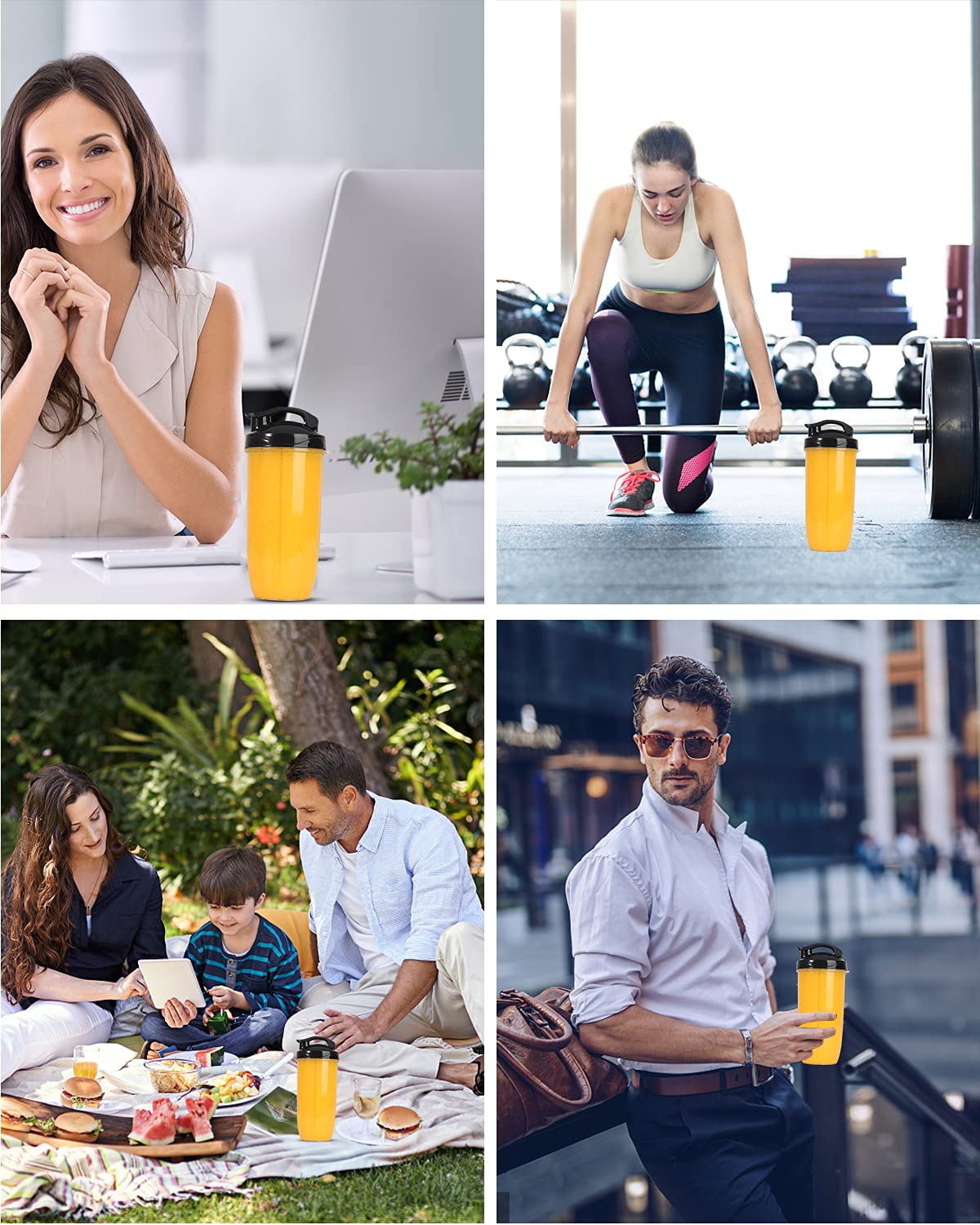 Portable Personal Blender for Shakes, Smoothies & Coffee - 24oz & 10oz Travel Bottles - Professional Kitchen Blender with Multi-Function Blades & Adjustable Speeds - Perfect for Home, Office, Gym & Travel Use