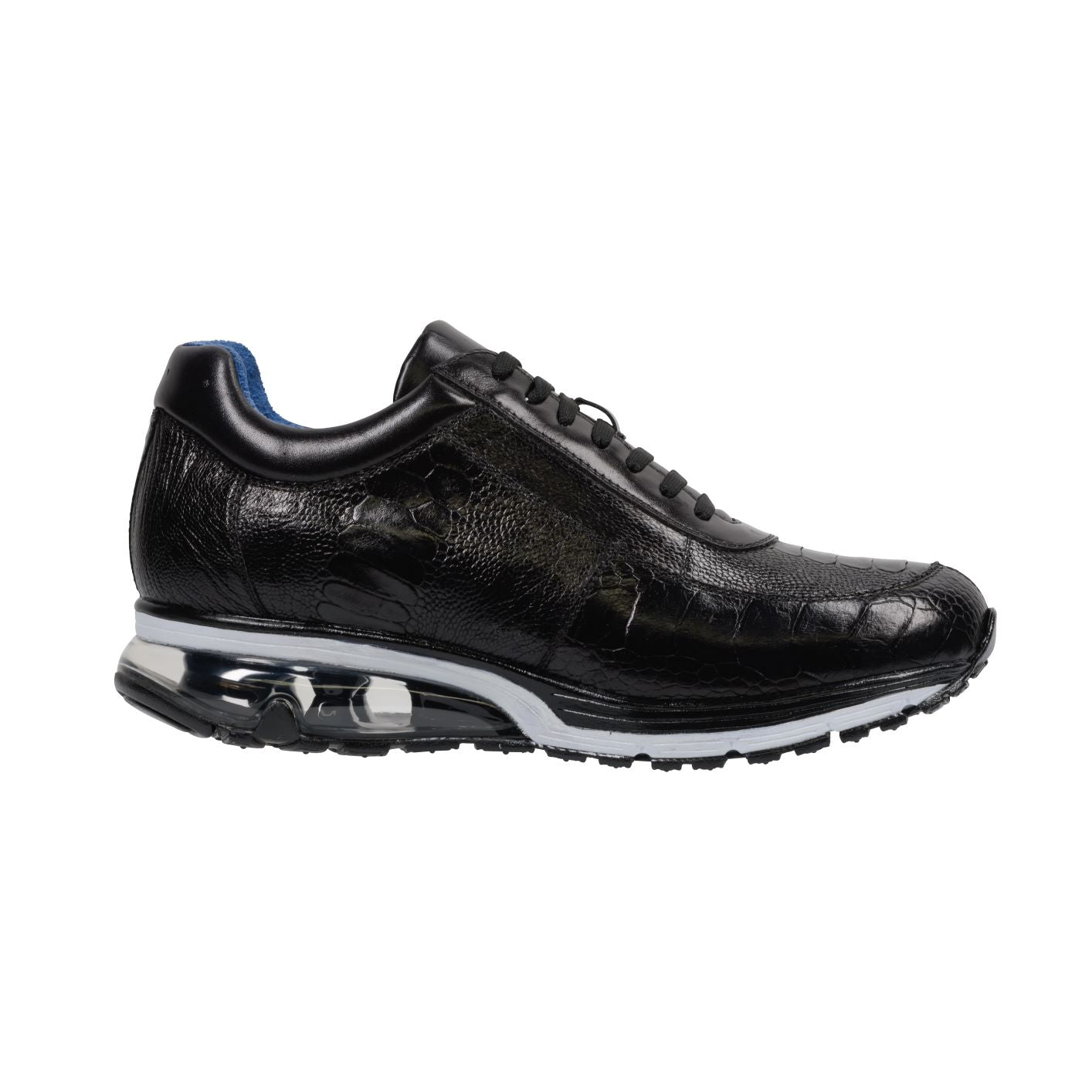 Belvedere Todd Genuine Ostrich Leather Sneakers for Men - Black (E02) | Comfortable Casual Shoes for Walking, Office & Daily Wear