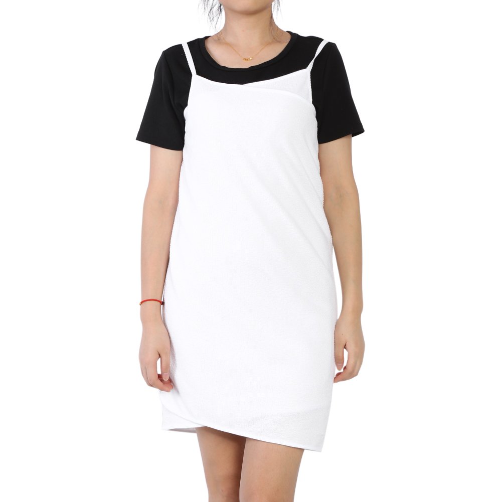 Marukio Adjustable Shoulder Straps Women's Skirt Dress - Soft Bath Towel Wrap for Spa, Beach & Pool - Breathable Quick-Dry Fabric (White) | Perfect for Vacation, Yoga & Lounging