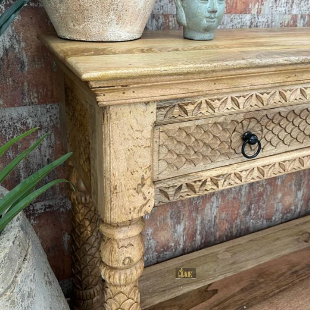 French Provincial Style Solid Wood Console Table - Elegant Entryway Hallway Sofa Table for Home Decor, Living Room, Foyer & Bedroom