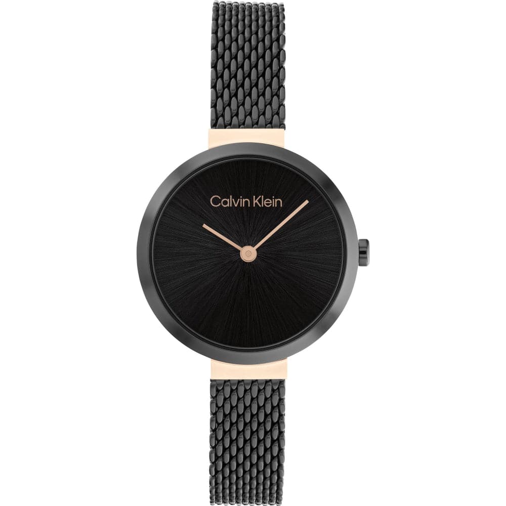 Calvin Klein Minimalist Black Dial Women's Watch with Milanese Strap 25200084 - Elegant Timepiece for Office, Date Night & Special Occasions
