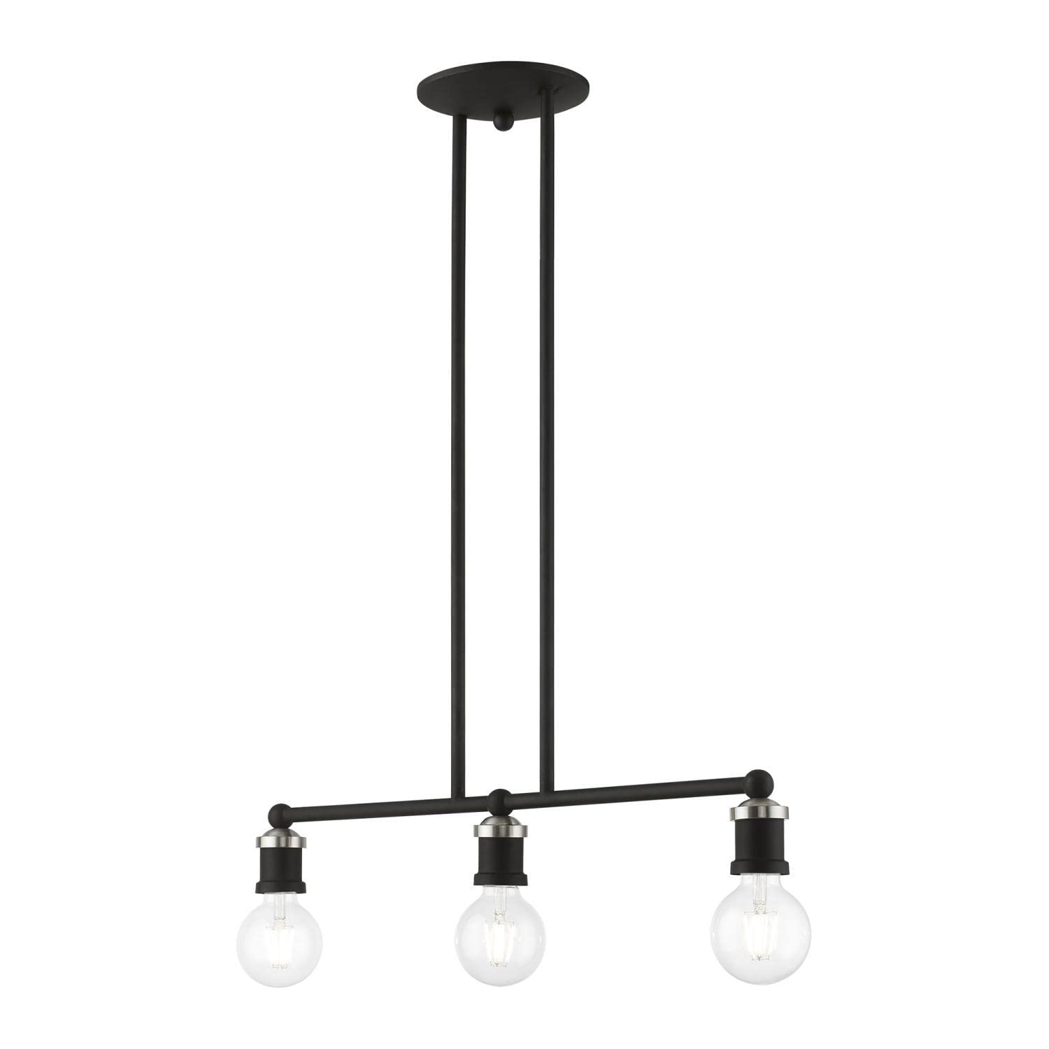 Livex Lighting 47163-04 Lansdale Island Light Fixture - Black with Brushed Nickel Accents - Perfect for Kitchen Island, Dining Room or Bar Counter Lighting