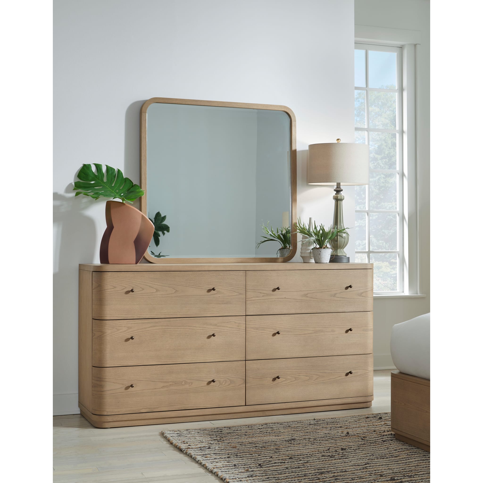 Penny Six Drawer White Ash Dresser in Buff Cream - Elegant Bedroom Storage Dresser with Smooth Gliding Drawers for Master Bedroom, Guest Room or Nursery Organization