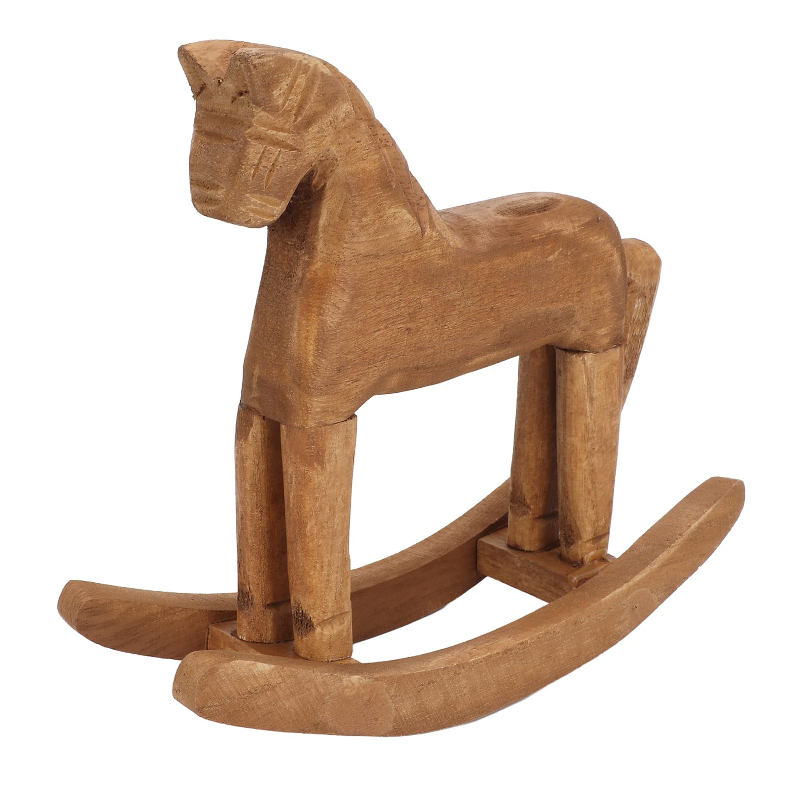 Exquisite Pine Wood Rocking Horse Decor Statue - Handcrafted Tabletop, Bookshelf, Windowsill & Car Ornament - Perfect for Home, Office & Nursery Decor Gifts