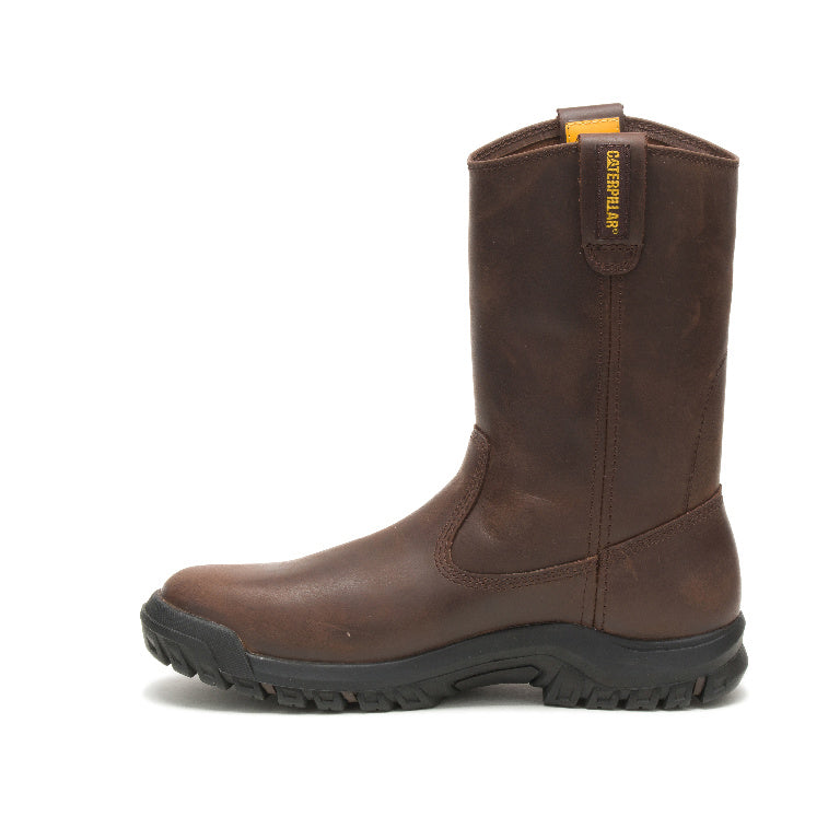 Men's Soft Toe Pull-On Work Boots - Comfortable Brown Leather Drawbar Boots for Construction, Farming & Outdoor Work
