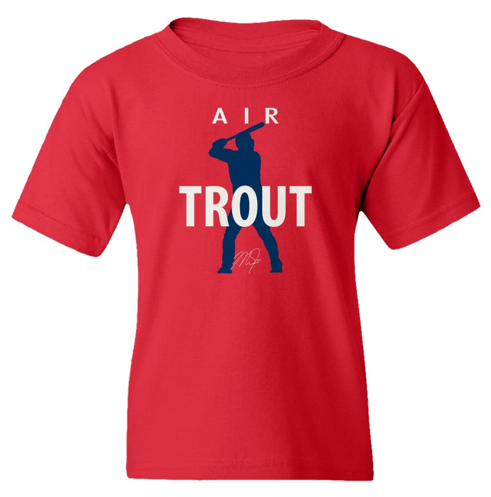 Air Trout Baseball Star Los Angeles Fans Youth Tee - Unisex T-Shirt for Kids (Red, Youth X-Large) | Perfect for Baseball Games, Fan Events & Casual Wear