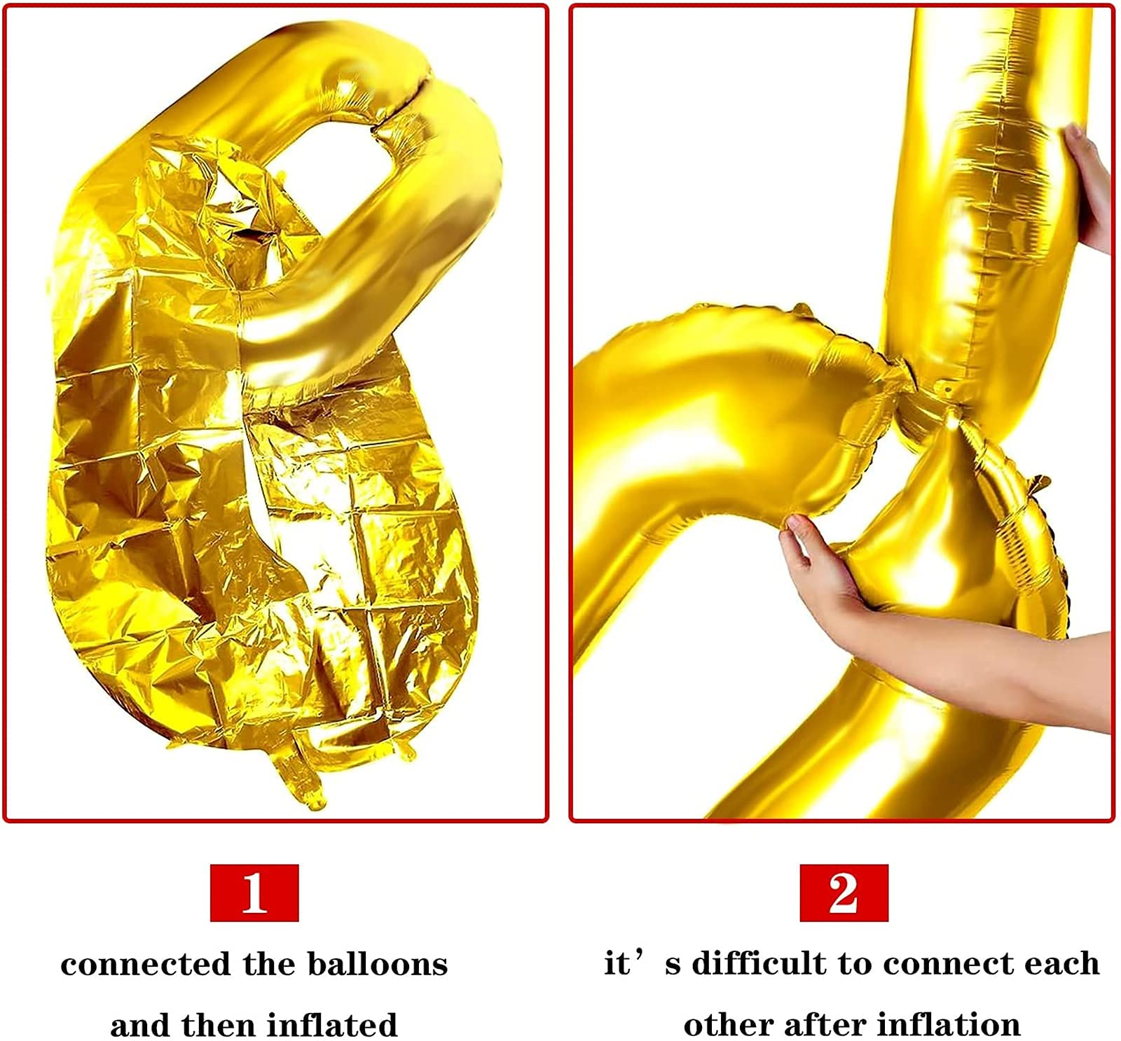 32 Pcs 32 Inch Foil Chain Balloons - Jumbo 80s 90s Party Decorations, Giant Gold Balloon Chains for Birthday, Graduation, New Year & Retro Themed Parties