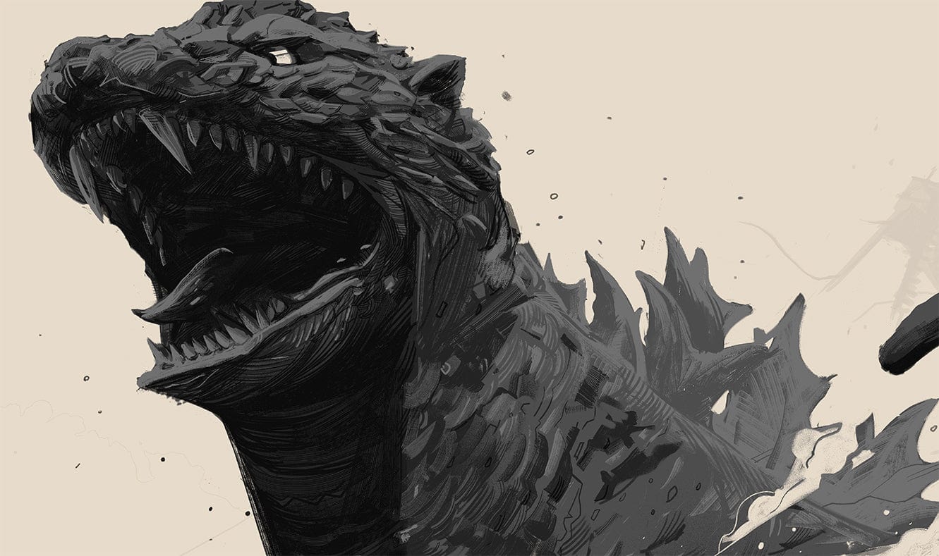 Godzilla (Variant) Screen Printed Poster - Limited Edition Movie Art Print for Home Theater Decor, Man Cave Wall Art, Gift for Monster Movie Fans