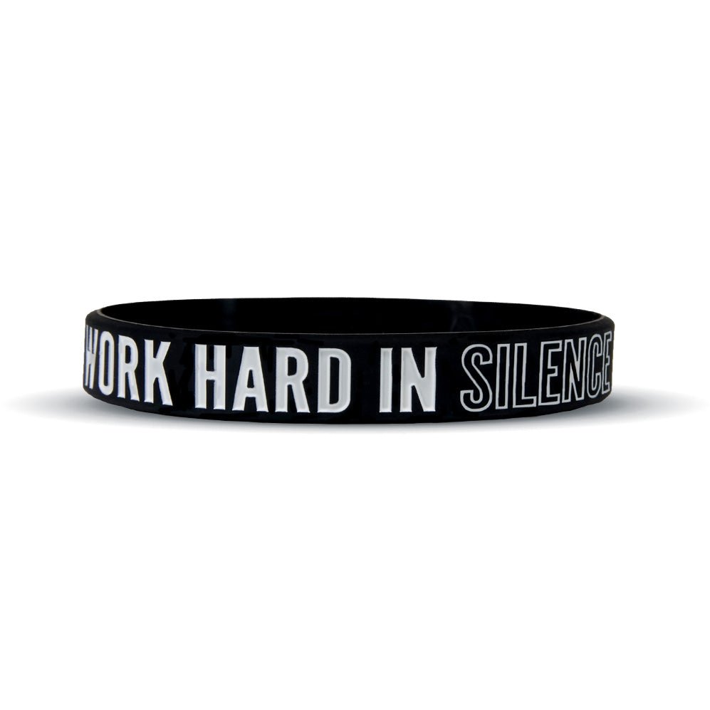 Motivational WORK HARD IN SILENCE Wristband - Inspirational Fitness & Gym Wristband for Men Women - Perfect for Workouts, Running, Sports & Daily Motivation