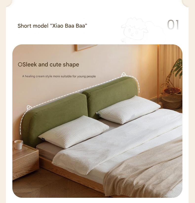 Premium Oak Solid Wood Lamb Fleece Soft Suspension Cream Bed - Cozy & Supportive Sleeping Solution for Modern Bedrooms, Guest Rooms & Nursery Decor