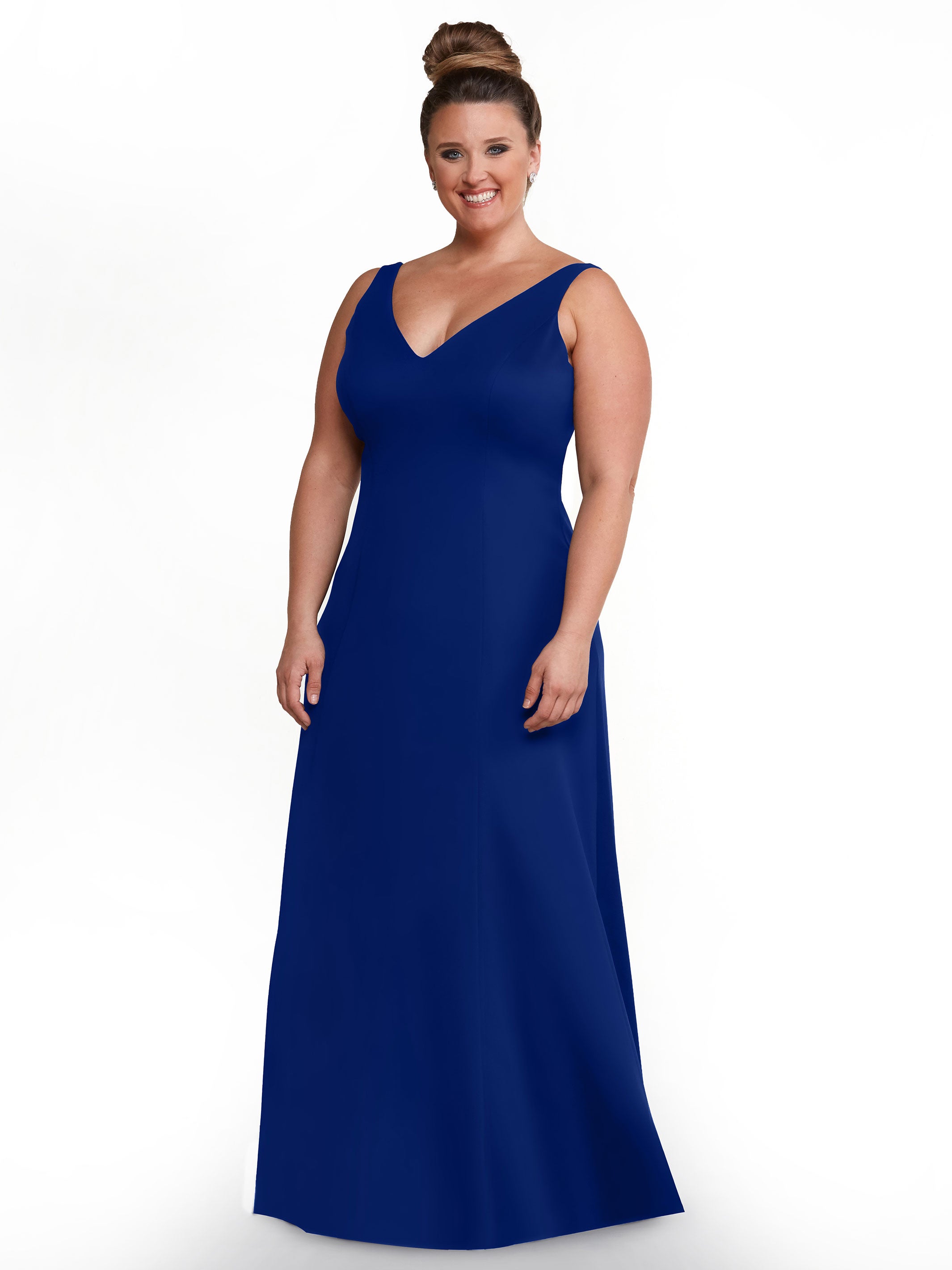 Elegant 83043 A-Line Double Knit Bridesmaid Dress with V-Neck - Perfect for Weddings, Formal Events & Special Occasions