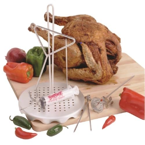 Bayou Classic 1118 32-Quart Stainless Steel Turkey Fryer Kit with Vented Lid, Poultry Rack, 12-Inch Fry Thermometer & Seasoning Injector - Perfect for Thanksgiving, Outdoor Cooking & Deep Frying Chicken, Seafood & More