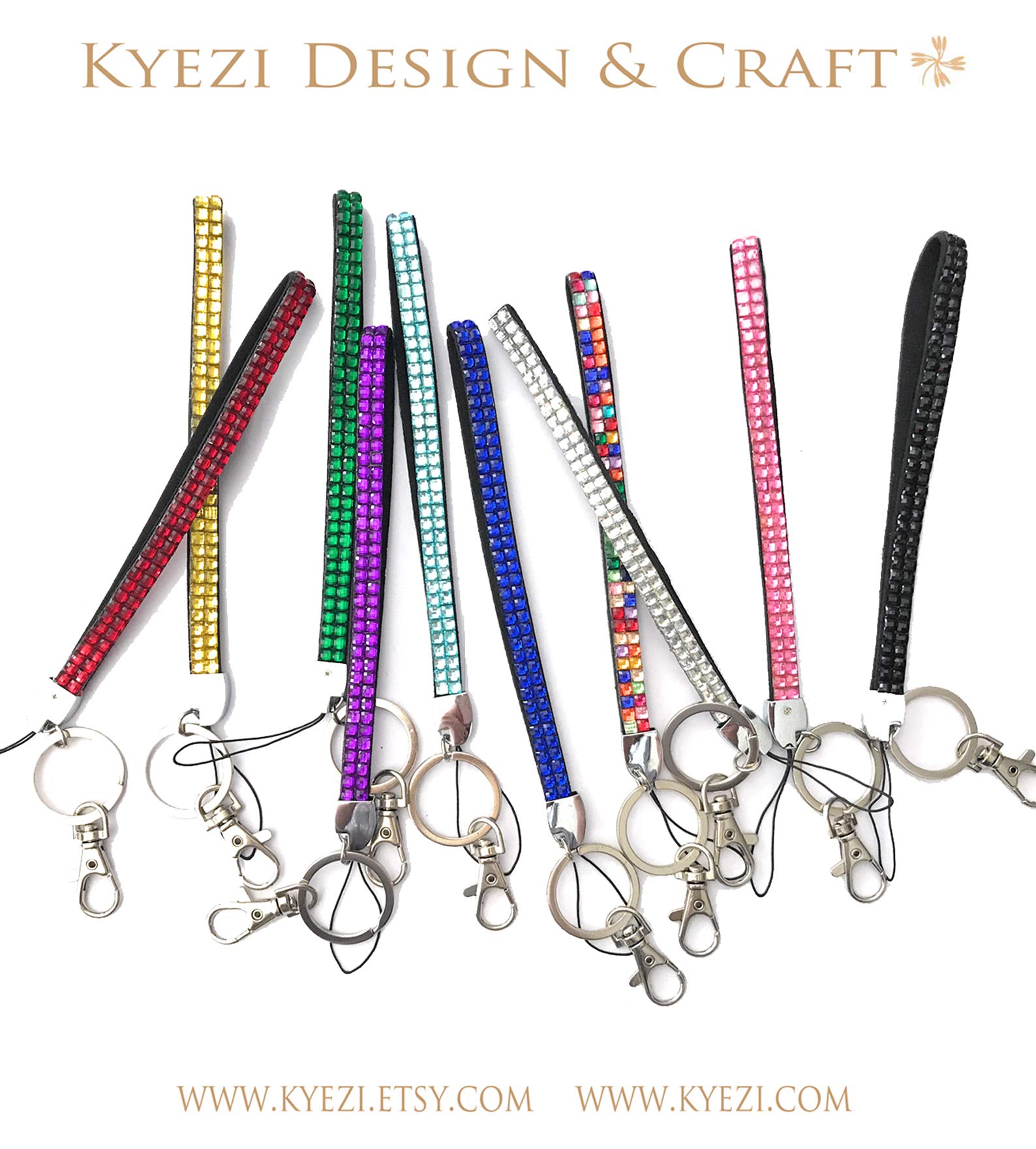 Luxury Rhinestone Lanyard - 5 Pack Light Blue for Phone, ID, Keys | Party & Work