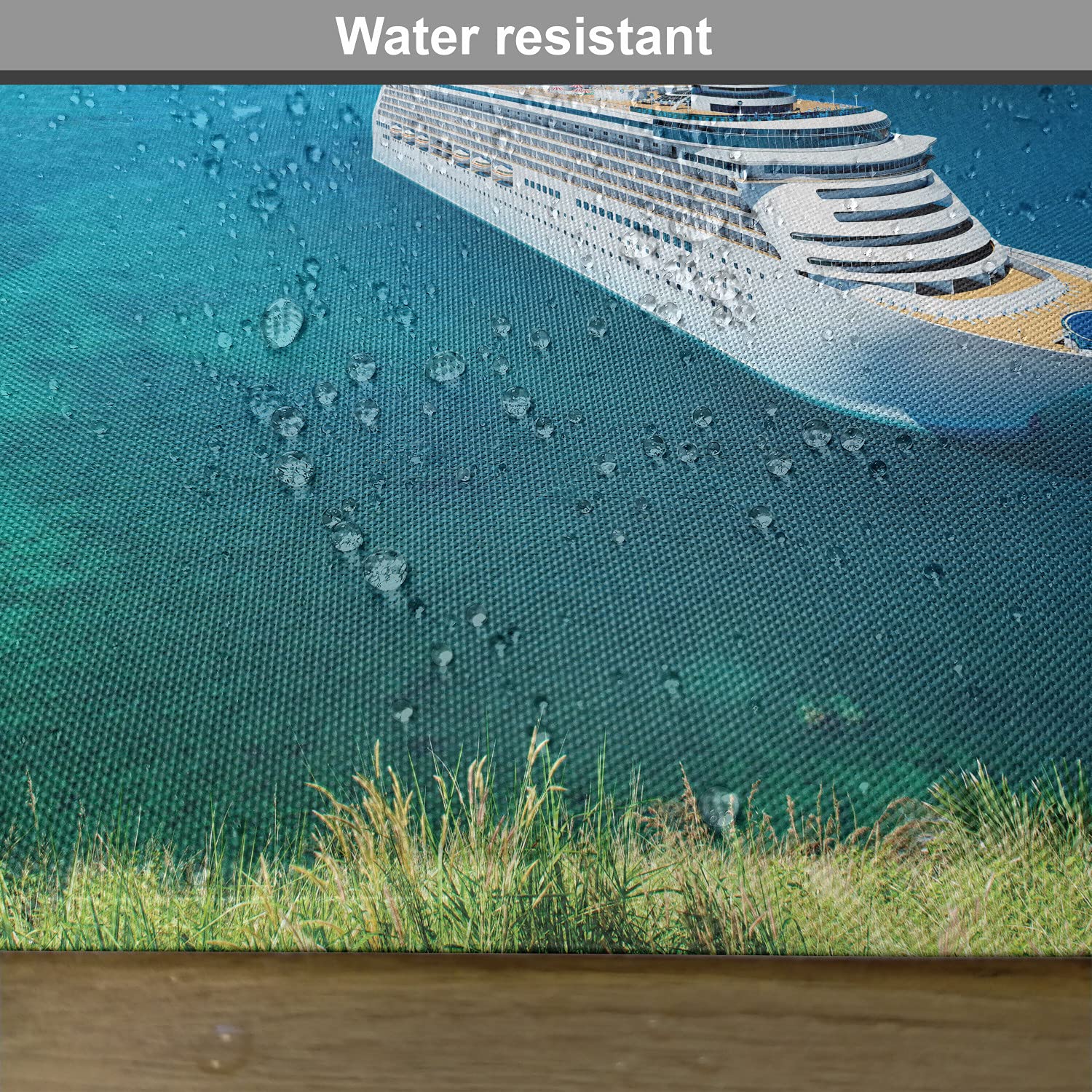 Ambesonne Cruise Ship Place Mats Set of 4 - Ocean Passenger Ship with Clear Blue Sky Summer Vacation Design - Washable Fabric Dining Table Placemats - Standard Size (Green Blue White) - Perfect for Cruise-Themed Parties, Summer Dining Decor, and Nautical Home Decor