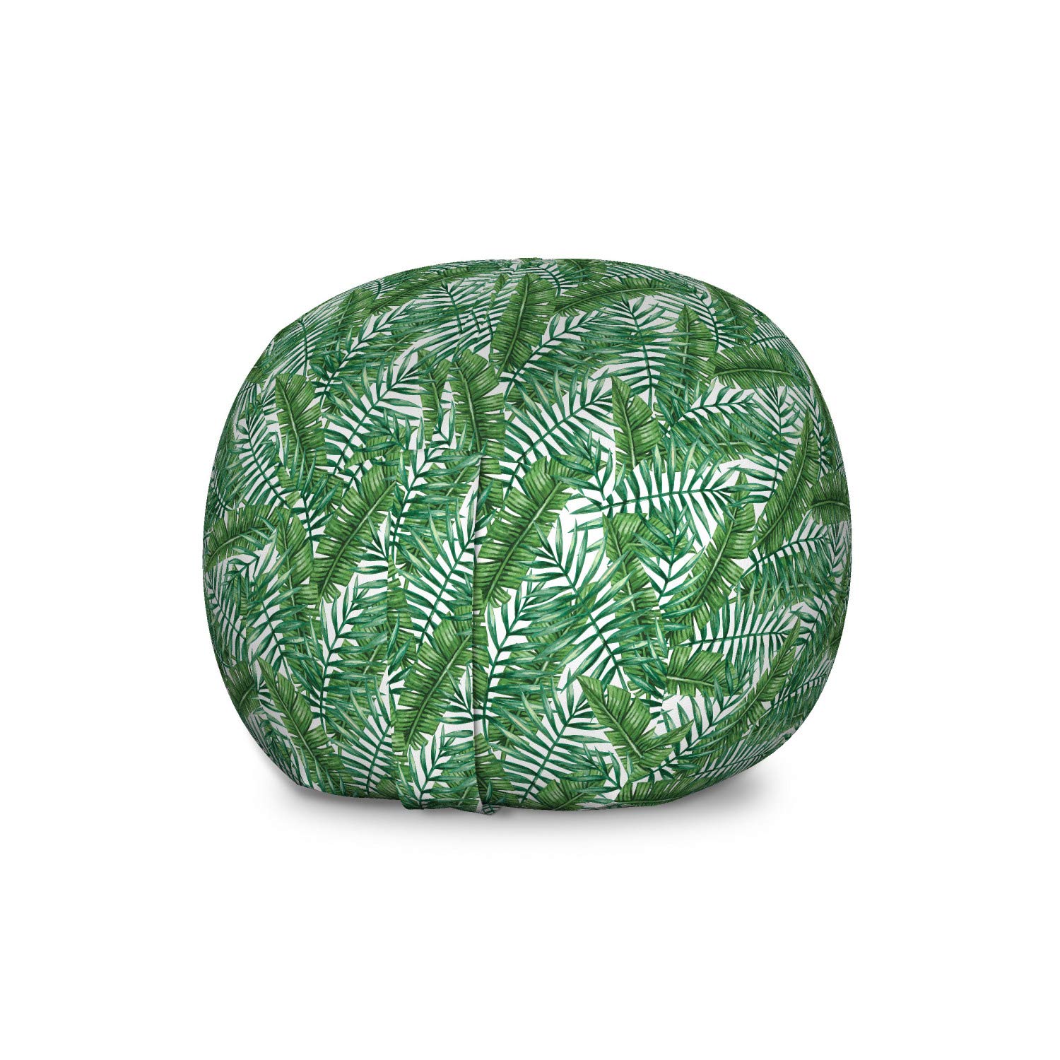 Ambesonne Jungle Leaves Pattern Storage Toy Bag Chair - Large Washable Stuffed Animal Organizer with Green Frond Design | Perfect for Kids' Room Organization, Playroom Storage & Nursery Decor
