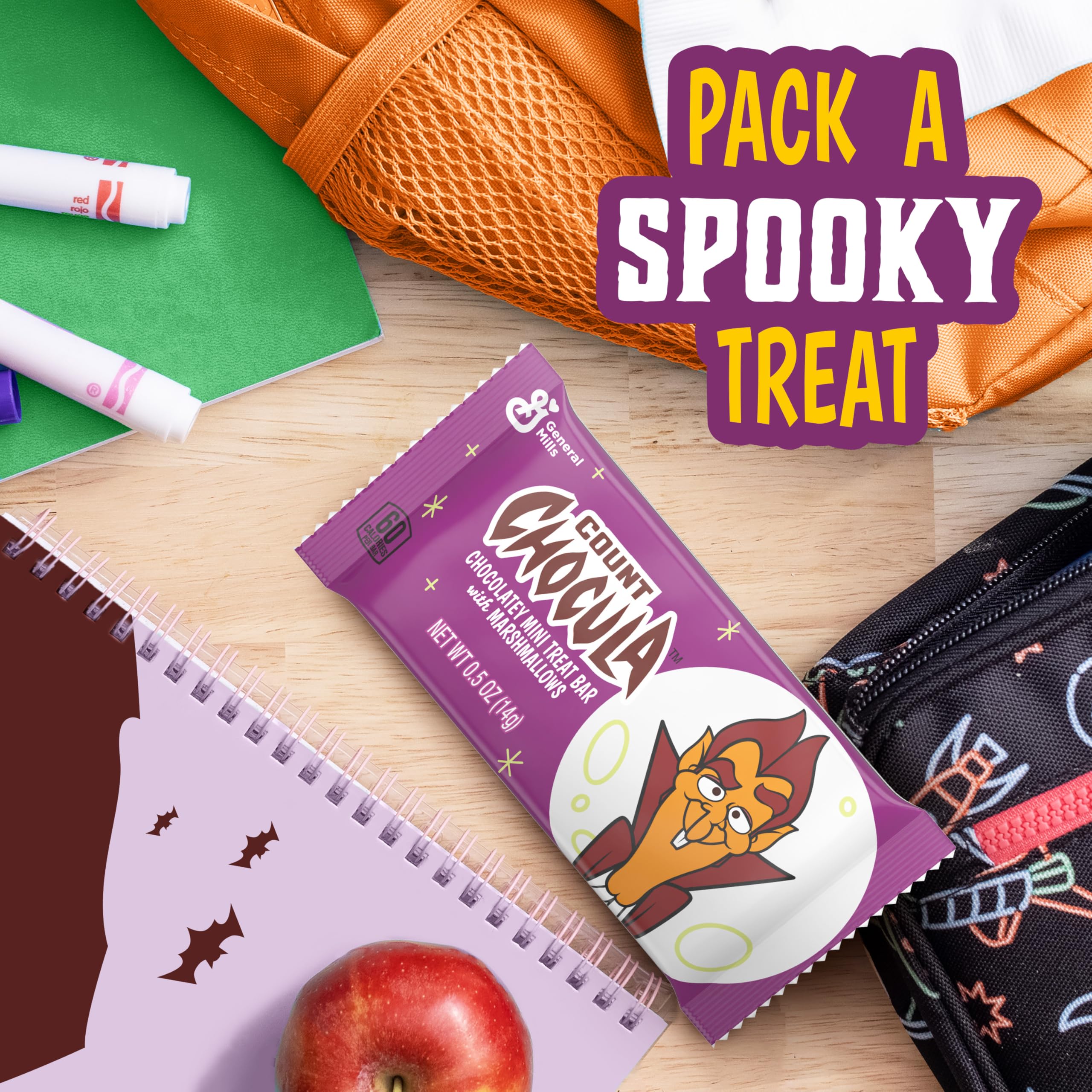 Count Chocula Mini Treat Bars with Marshmallows - 20 Count (10 oz) - Chocolate Cereal Snack Bars for Kids - Perfect for Halloween Parties, Lunchboxes & After-School Treats