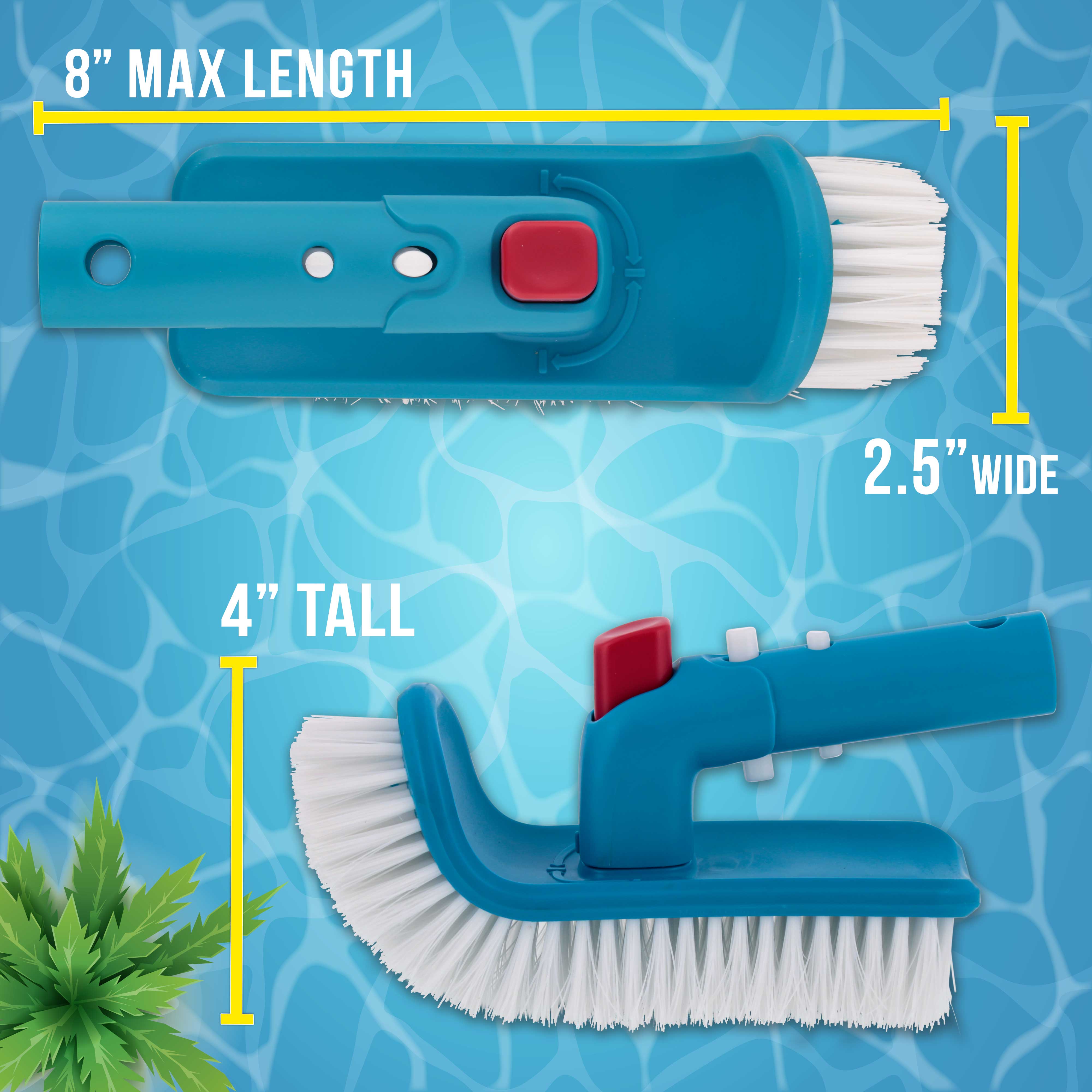 Professional Pool Step & Corner Cleaning Brush with 180° Adjustable Handle - Ideal for Swimming Pools, Spas & Hot Tubs - Heavy-Duty Scrub Brush for Tile, Walls & Hard-to-Reach Areas