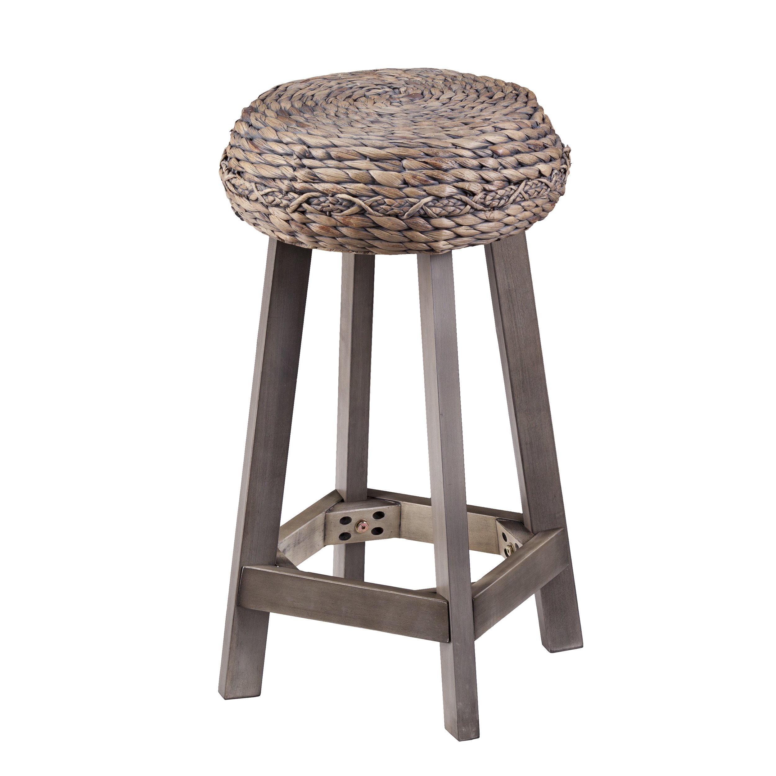 SEI Furniture Round Woven Fiber Seat Stool Set - Bohemian Style Decorative Stools - Natural Hyacinth Material - Perfect for Living Room, Bedroom, or Outdoor Patio Decor