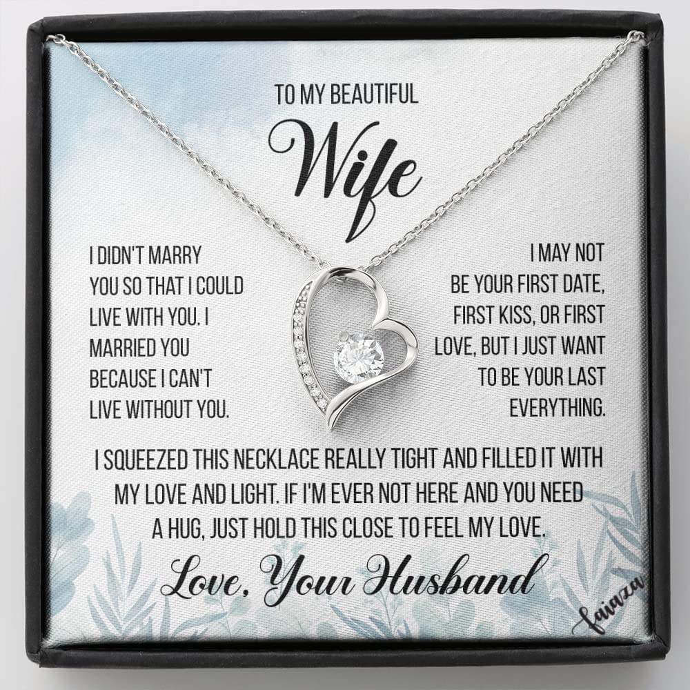 14k White Gold Forever Love Necklace for Wife - Romantic Birthday Gift for Women from Husband - Elegant Hotwife Jewelry for Anniversary, Valentine's Day & Special Occasions