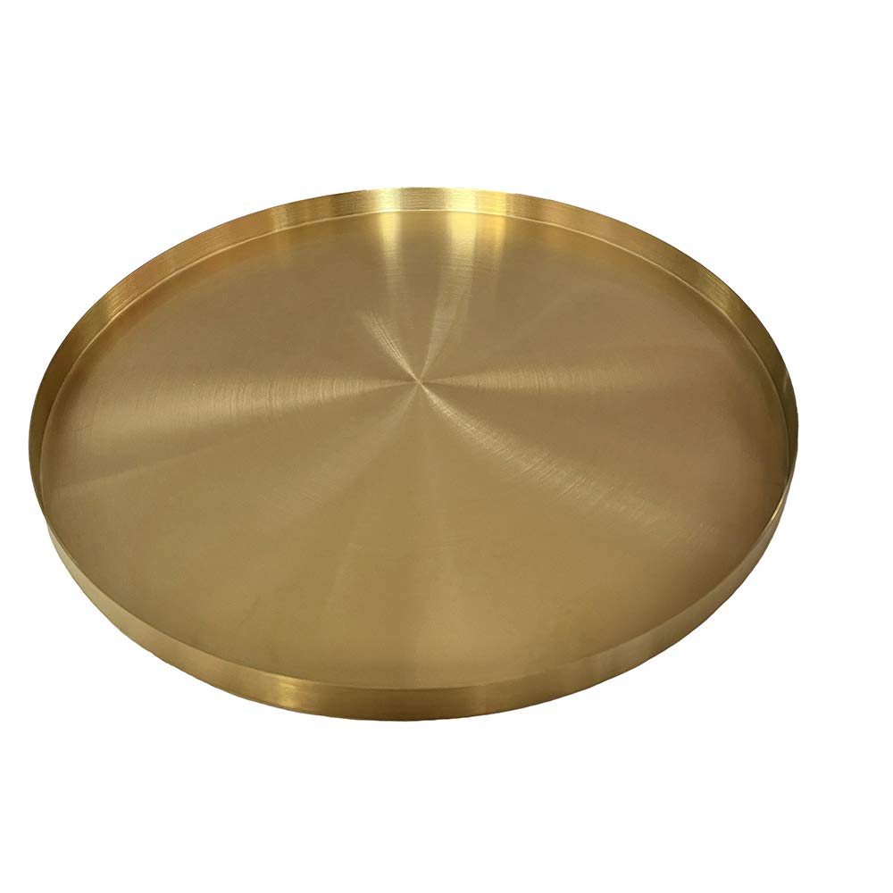 12.6 Inch Round Gold Brass Decorative Tray - Stainless Steel Serving Tray for Vanity Organizer, Perfume Display, Coffee Table Decor, Kitchen & Bathroom Storage - Elegant Home Decor for Modern Living Spaces