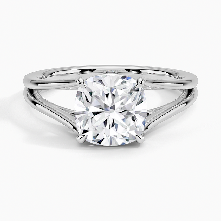 Tressa Split Shank Solitaire Engagement Ring Setting - 14K White Gold Prong Set Cubic Zirconia CZ Ring for Wedding, Proposal & Anniversary Gifts - EC106C