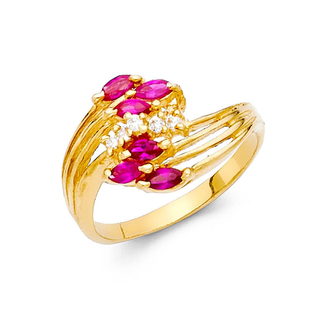 14K Yellow Gold CZ Cubic Zirconia Simulated Diamond Ring for Women - Size 7 | Elegant Fancy Jewelry for Parties, Weddings & Special Occasions