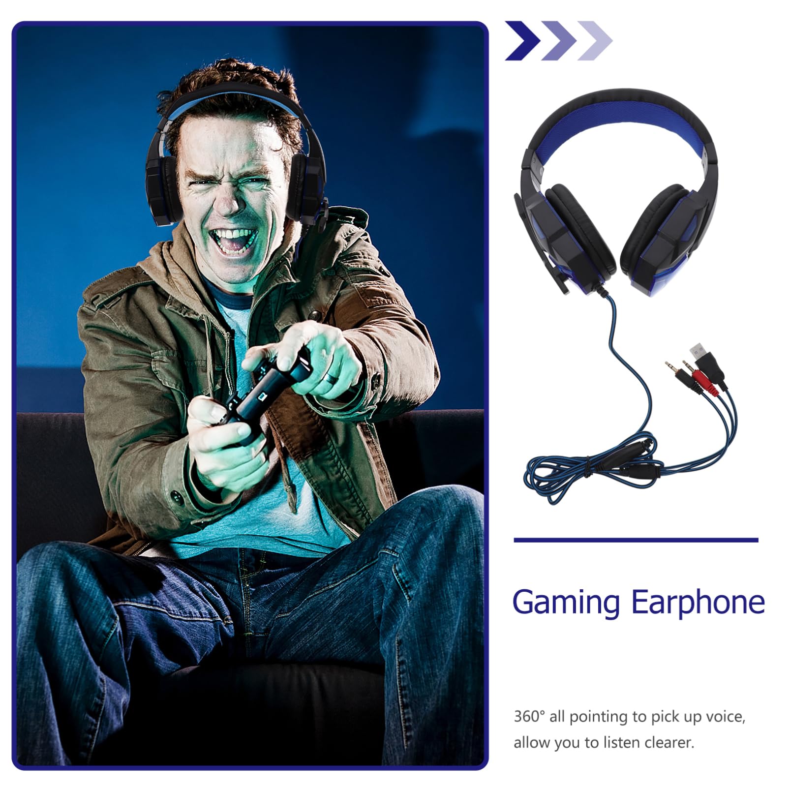 UPKOCH Wireless Noise Cancelling Headphones with Rotatable Mic - Over Ear Gaming Headset for PC, PS4, Xbox with Stereo Sound - Perfect for Gaming, Online Classes & Remote Work