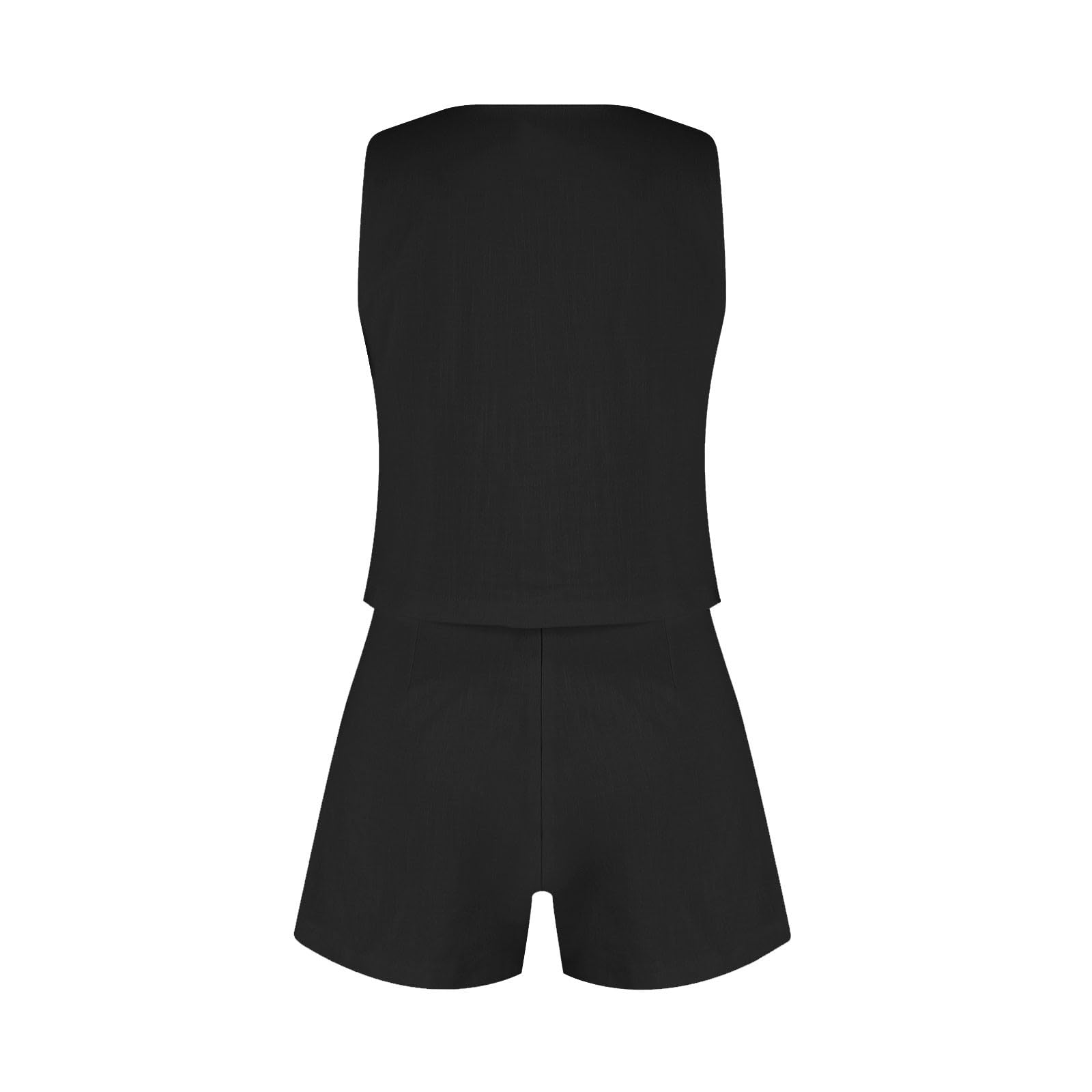 2 Piece Lounge Sets for Women - 2024 Summer Cotton Pajama Set with Sleeveless Square Neck Tank Top & Pocket Shorts | Comfortable Homewear, Sleepwear & Casual Outfit for Relaxing, Lounging, Traveling