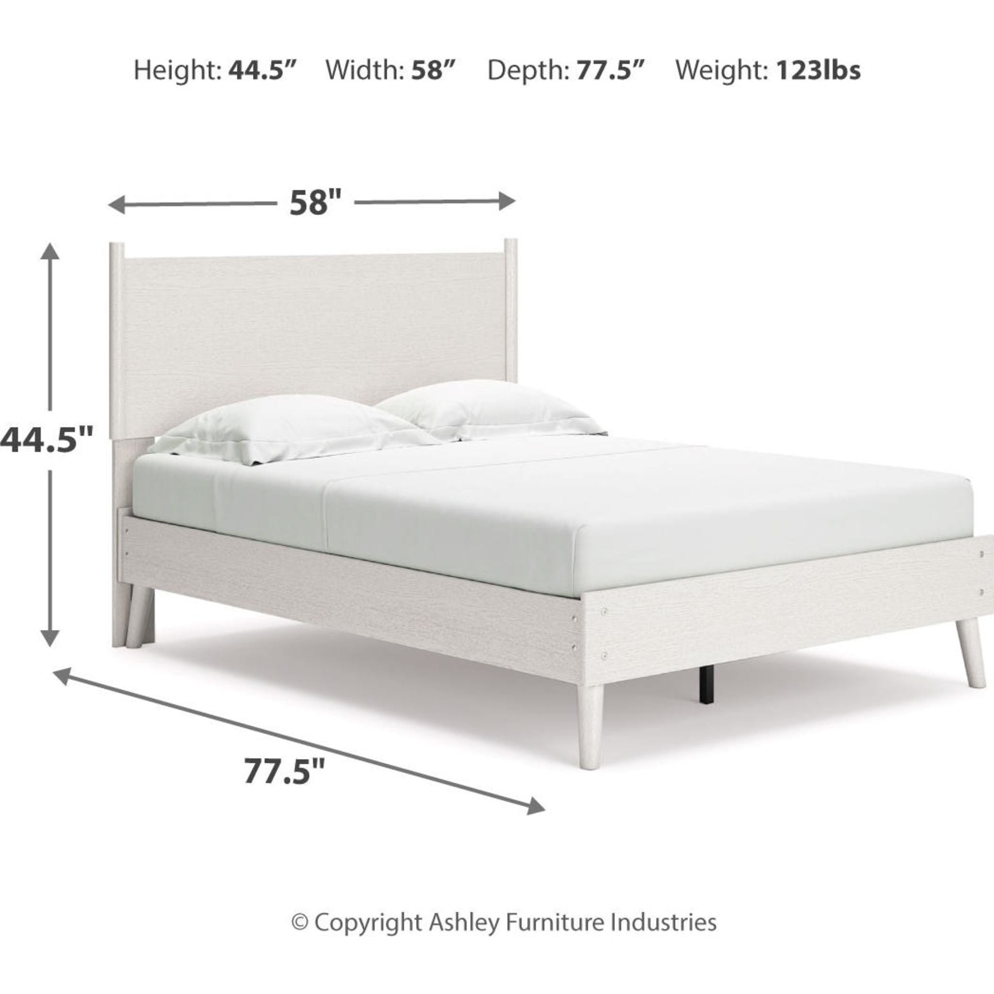 Aprilyn Full Platform Bed Frame - Queen Size White Wooden Bed with Sturdy Slats & Underbed Storage Space | Perfect for Modern Bedrooms, Guest Rooms & Small Apartments