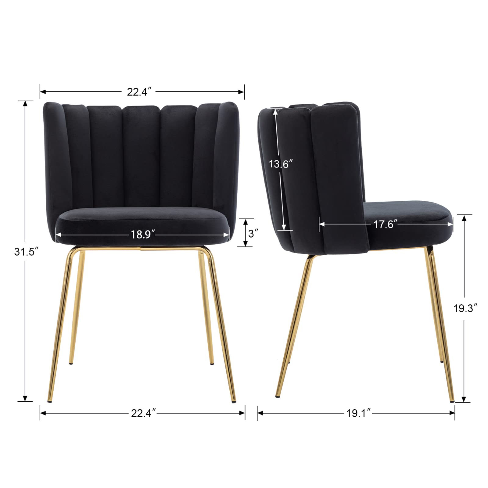 Premium Velvet Dining Chairs Set of 4 - Modern Upholstered Accent Chairs with Curved Back & Gold Metal Legs for Living Room, Kitchen, Bedroom | Elegant Home Decor & Comfortable Seating Solution for Dinner Parties, Coffee Time & Relaxation