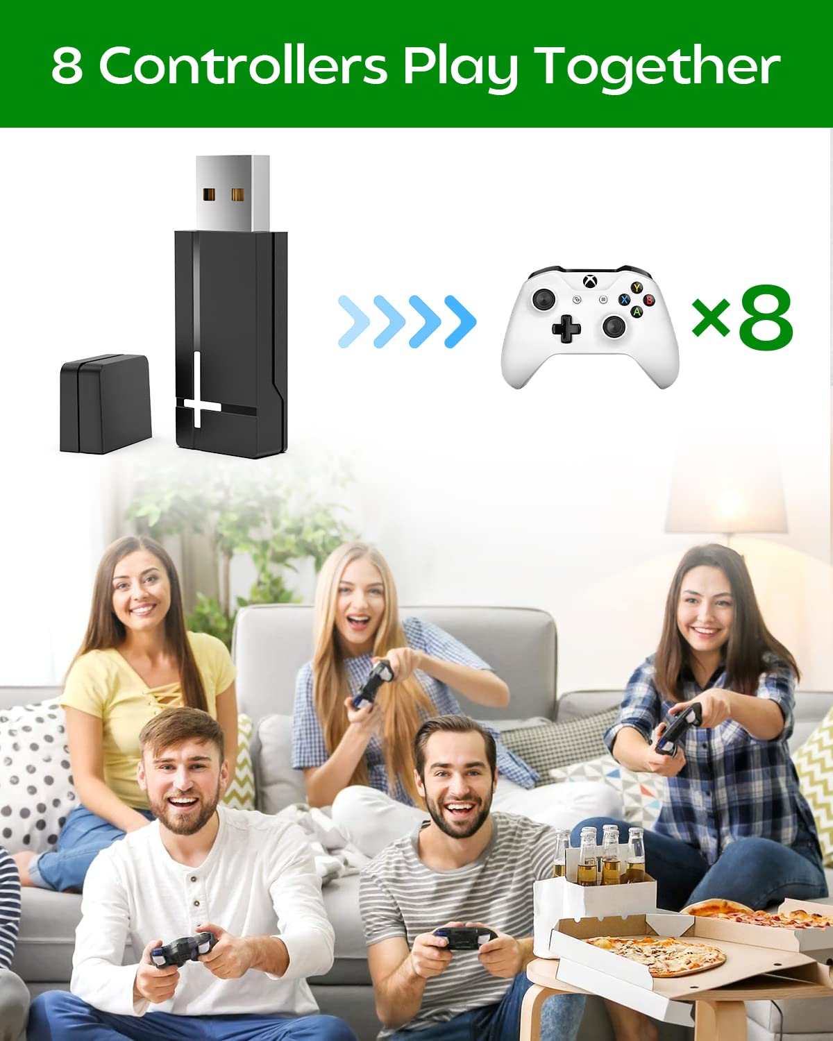 Xbox One Controller Adapter - Compatible with Xbox One X, Xbox One S & Elite Series Controllers | Wireless Gaming Accessory for PC & Console Gaming | Perfect for Online Multiplayer & Streaming