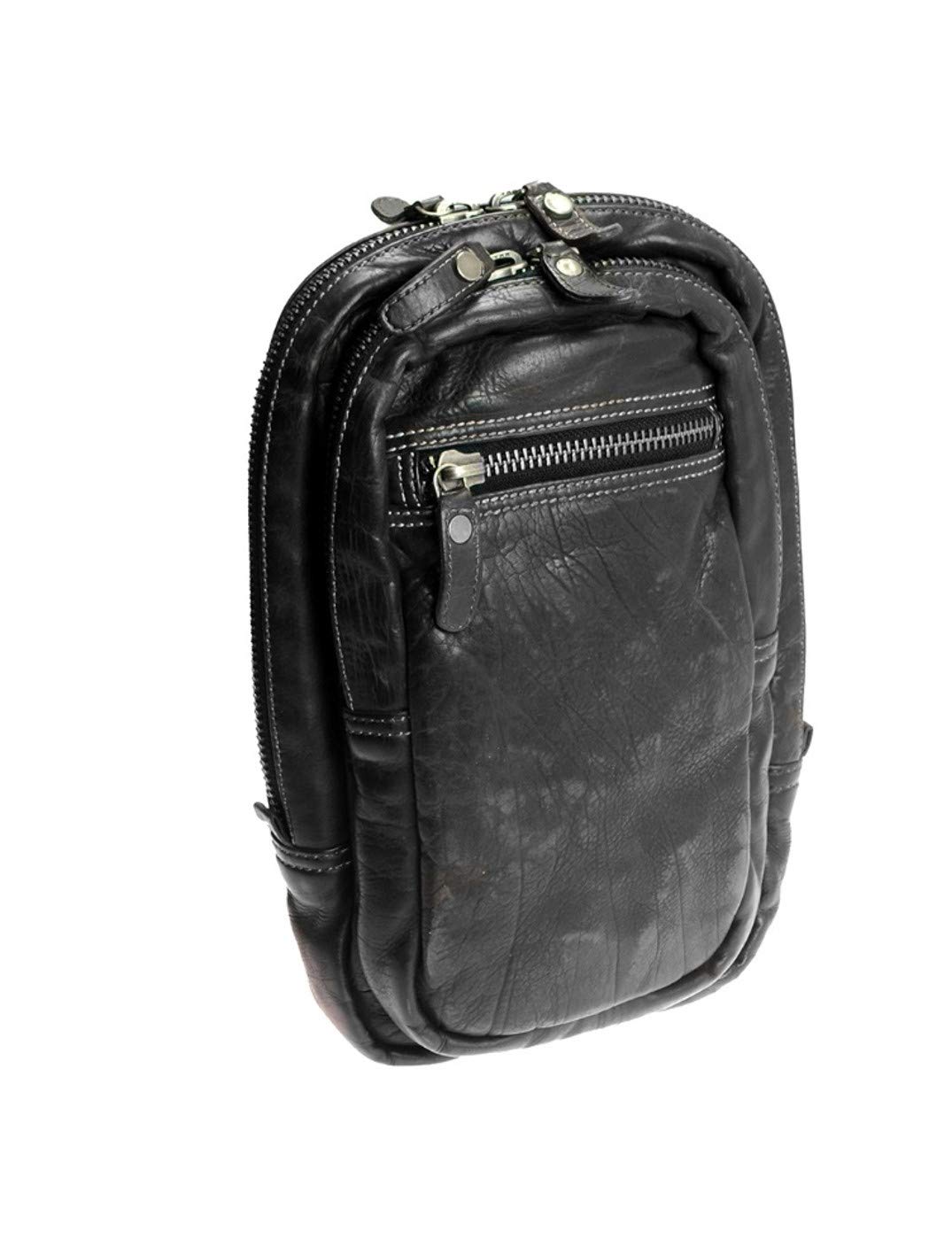 CTM® Men's Genuine Leather Crossbody Bag - Adjustable Shoulder Strap, RFID Blocking, Multiple Pockets - Perfect for Travel, Work & Everyday Use (Black)