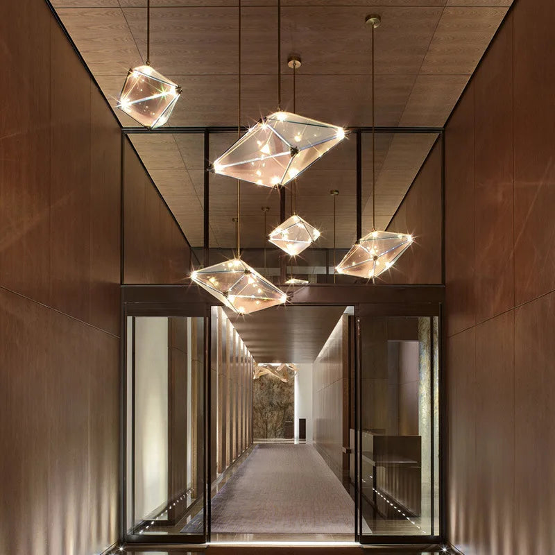 Modern Angular Diamond Style LED Pendant Light - Elegant Ceiling Lighting for Dining Room, Kitchen Island & Bedroom Decor