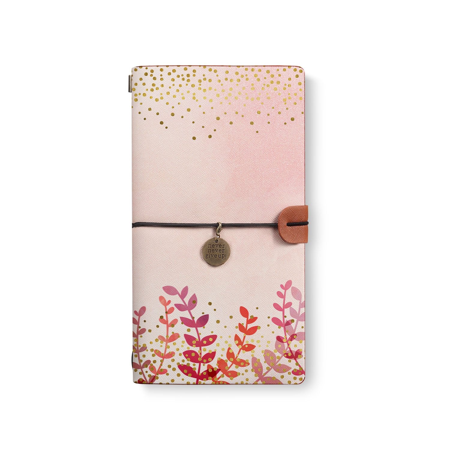 Pink Floral Traveler's Notebook - Refillable Leather Journal for Writing, Sketching & Planning | Perfect Gift for Travelers, Students & Writers