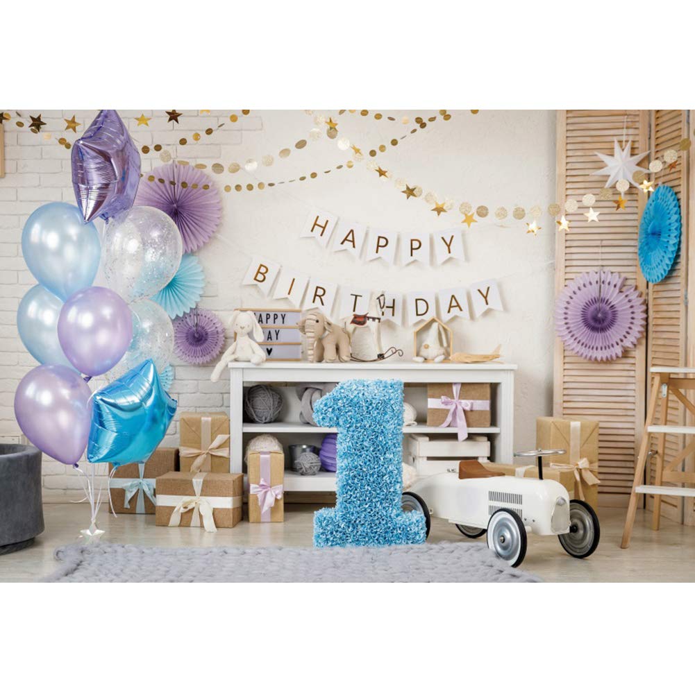 OFILA 6x4ft Baby Boys First Birthday Backdrop - Polyester Fabric 1st Cake Smash Photography Background for Happy Birthday Photo Shoots | Perfect for Baby Birthday Party Decorations, Video Props and Milestone Celebrations